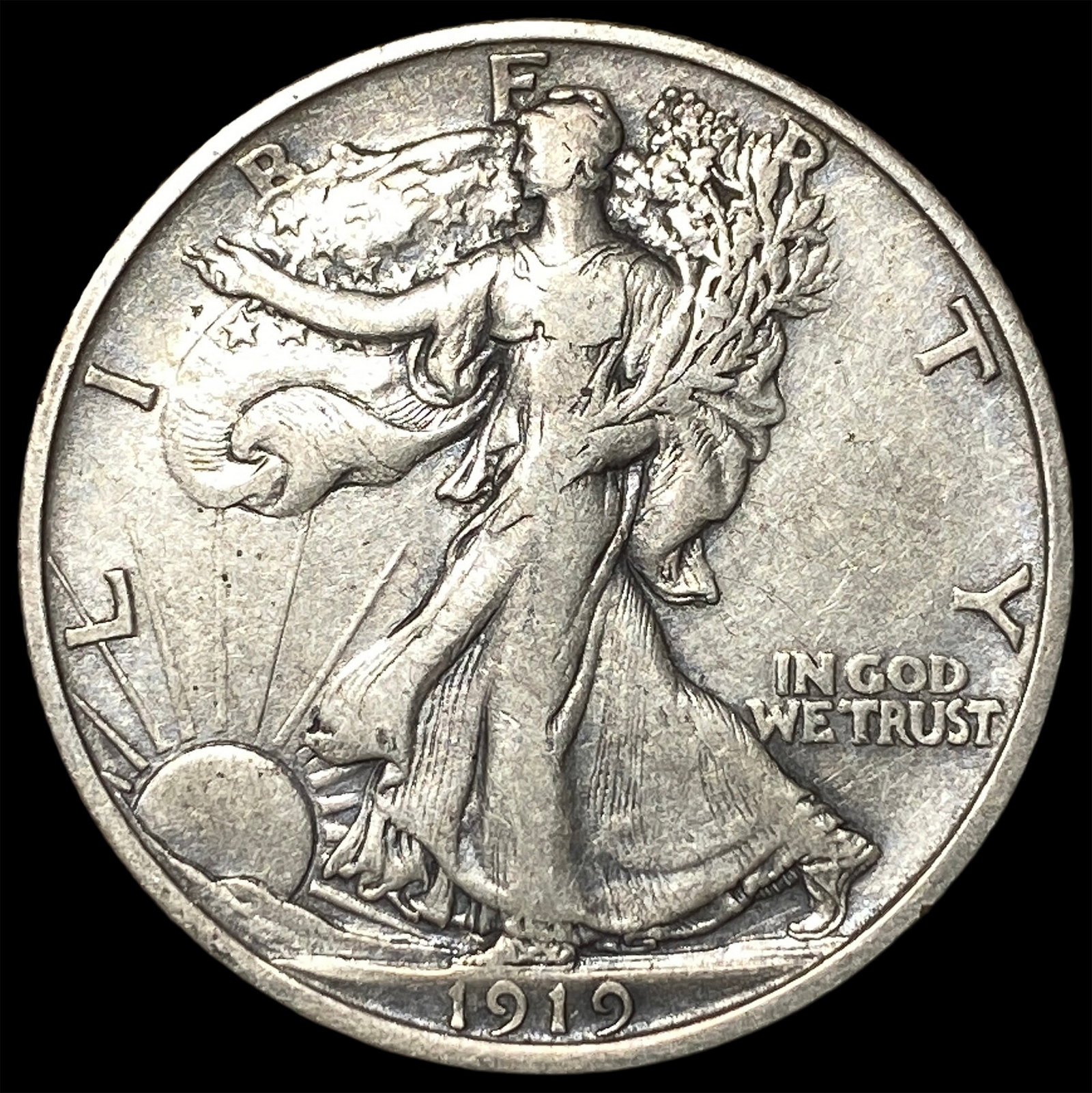 1919-D Silver Walking Liberty Half Dollar CLOSELY UNCIRCULATED: 1919-D Silver Walking Liberty Half Dollar CLOSELY UNCIRCULATED