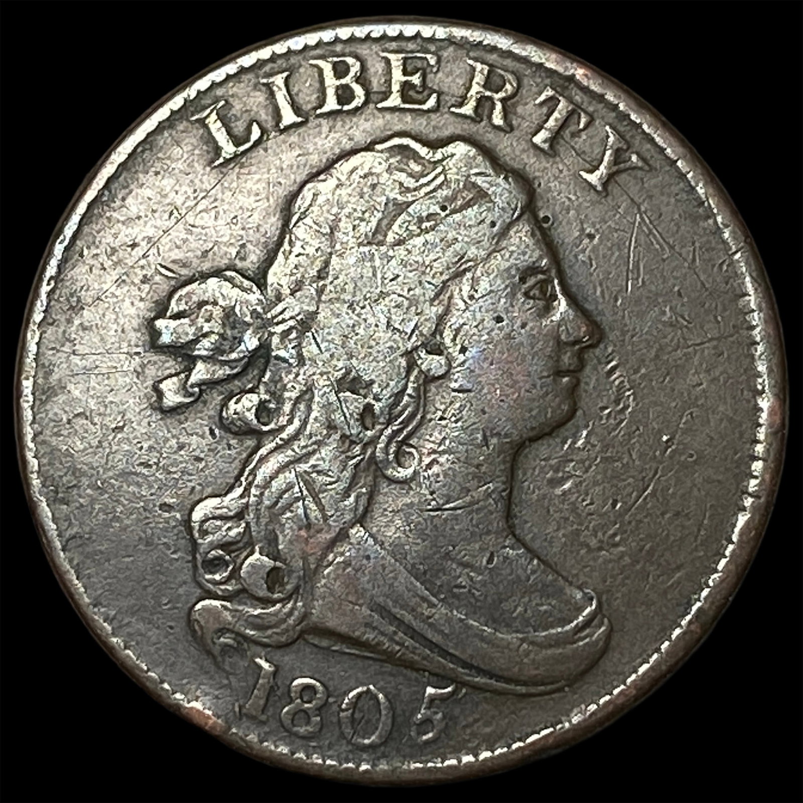 1805 Copper Half Cent ABOUT UNCIRCULATED (1 of 2)