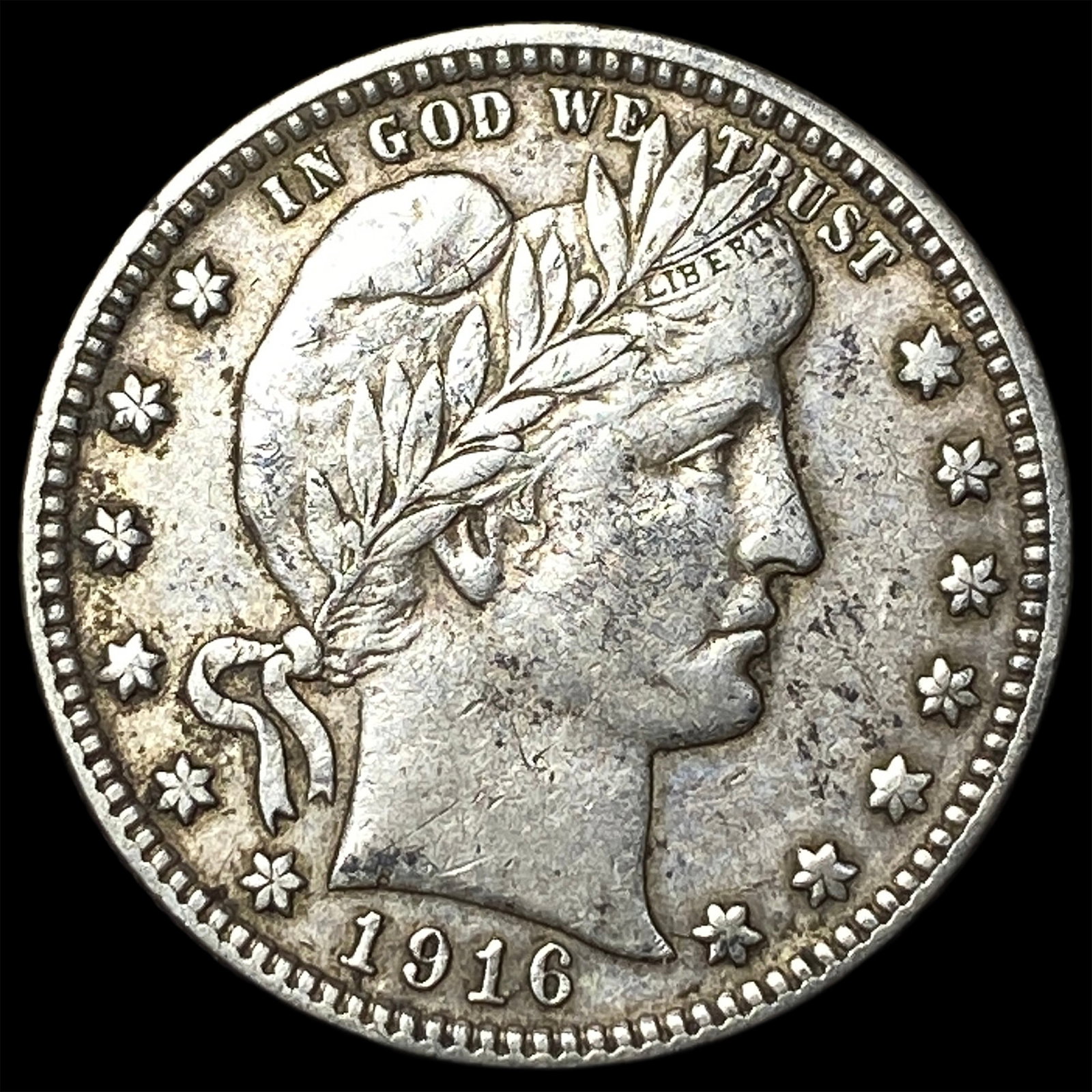 1916-D Silver Barber Quarter CLOSELY UNCIRCULATED (1 of 2)