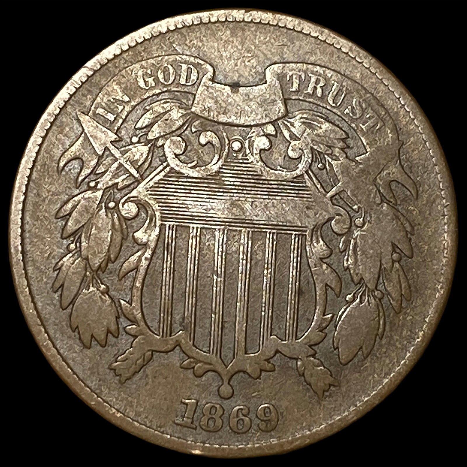 1869 Two-Cent Piece NEARLY UNCIRCULATED: 1869 Two-Cent Piece NEARLY UNCIRCULATED
