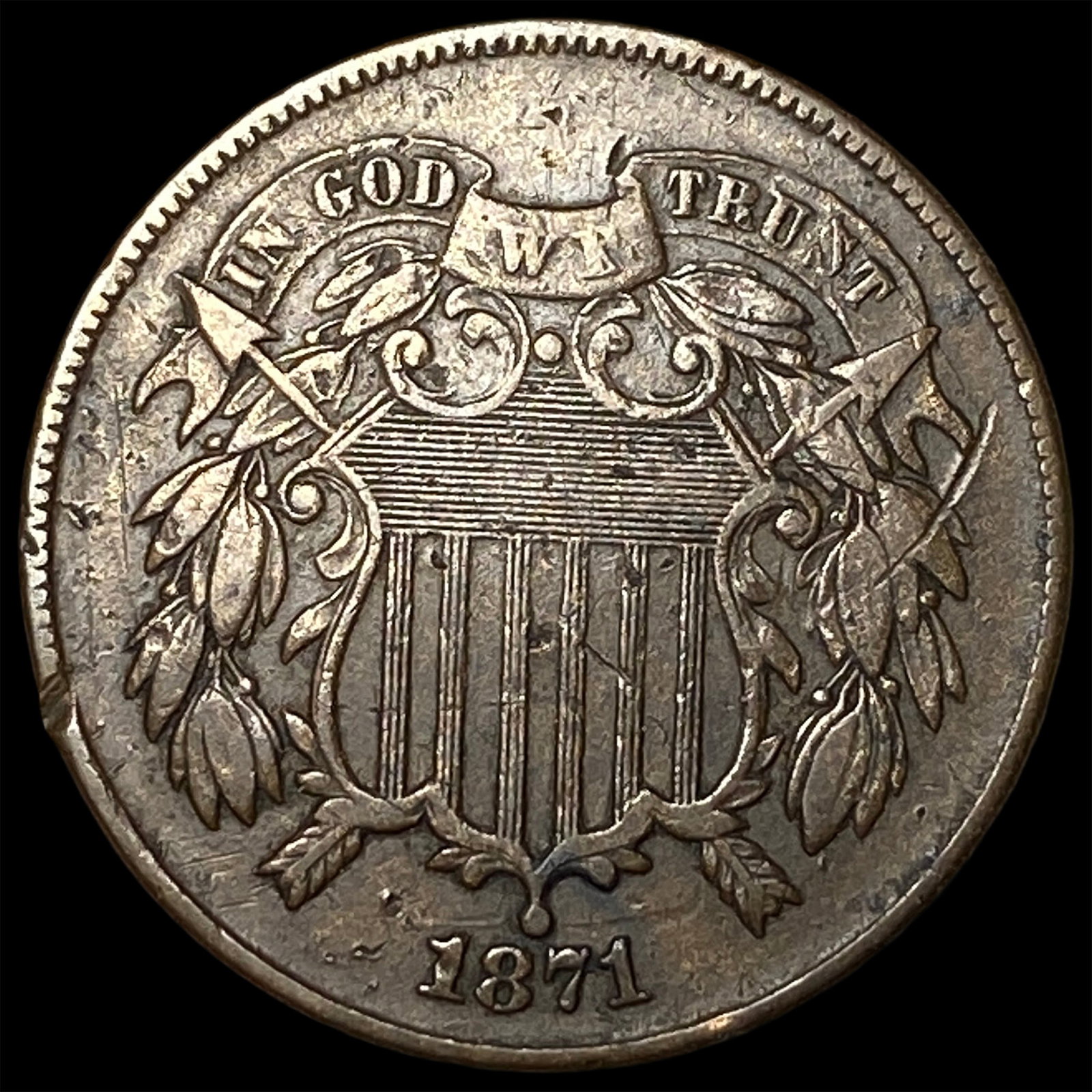 1871 Two-Cent Piece CLOSELY UNCIRCULATED: 1871 Two-Cent Piece CLOSELY UNCIRCULATED