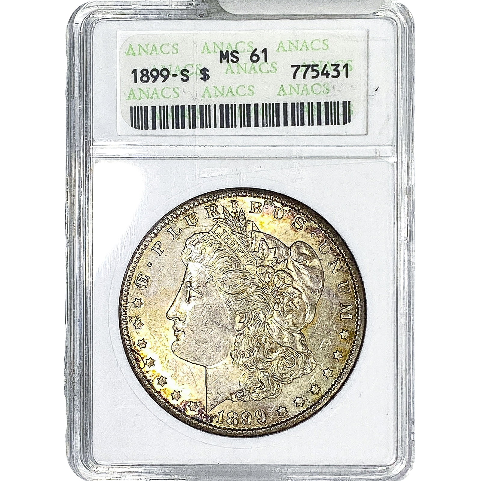 1899-S Morgan Silver Dollar ANACS MS61: 1899-S Morgan Silver Dollar ANACS MS61