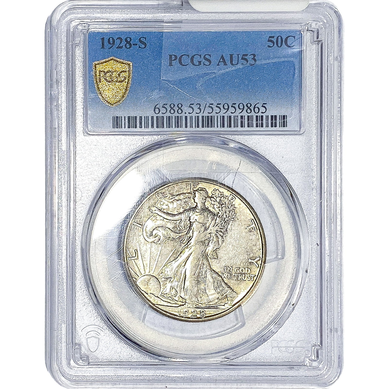 1928-S Walking Liberty Half Dollar PCGS AU53: 1928-S Walking Liberty Half Dollar PCGS AU53