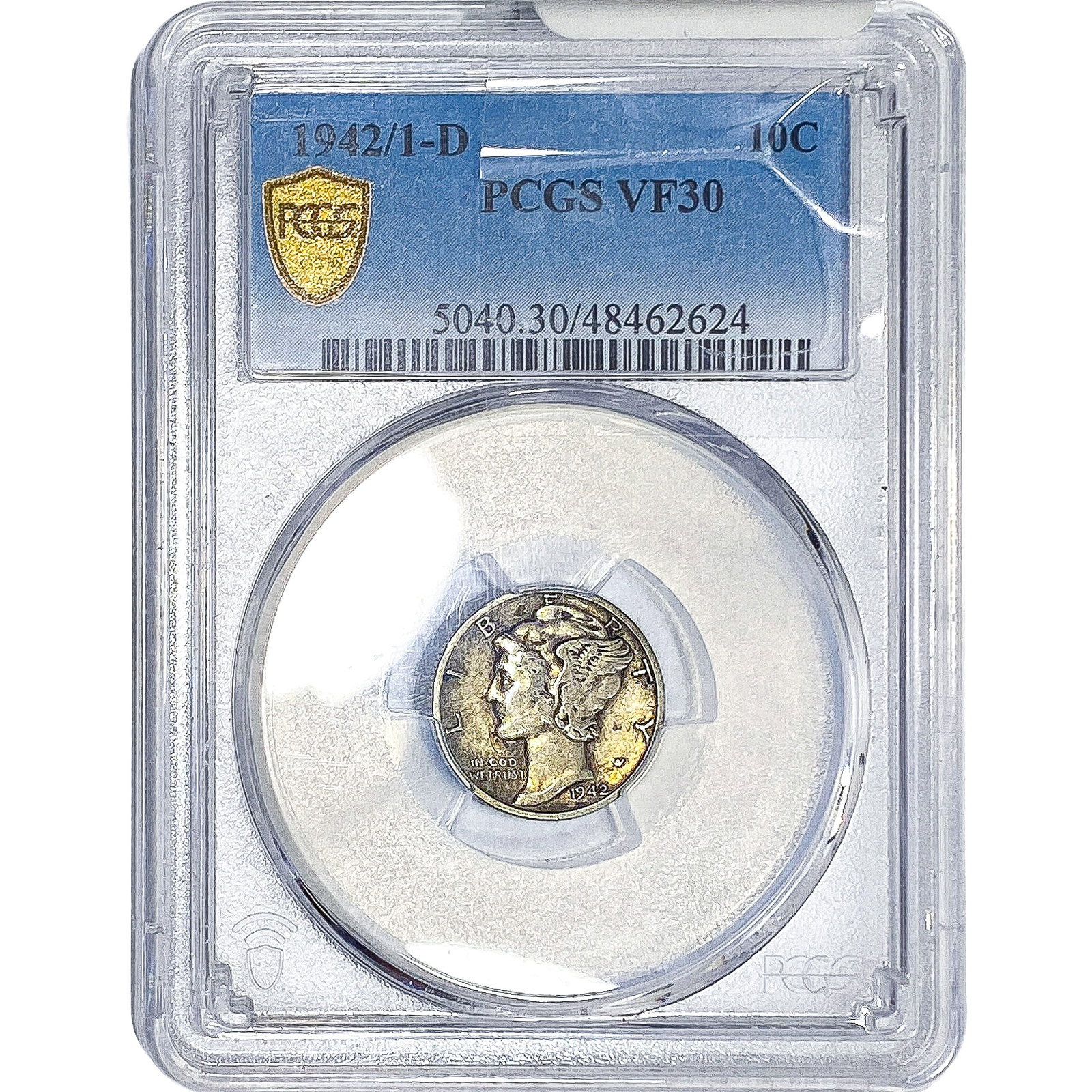 1942/1-D Mercury Silver Dime PCGS VF30: 1942/1-D Mercury Silver Dime PCGS VF30
