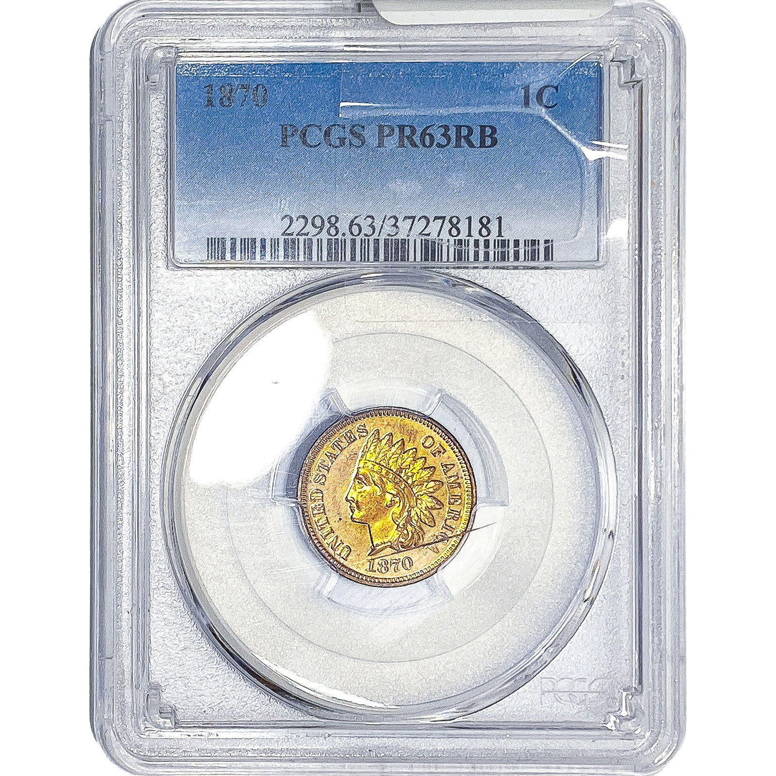 1870 Indian Head Cent PCGS PR63 RB: 1870 Indian Head Cent PCGS PR63 RB