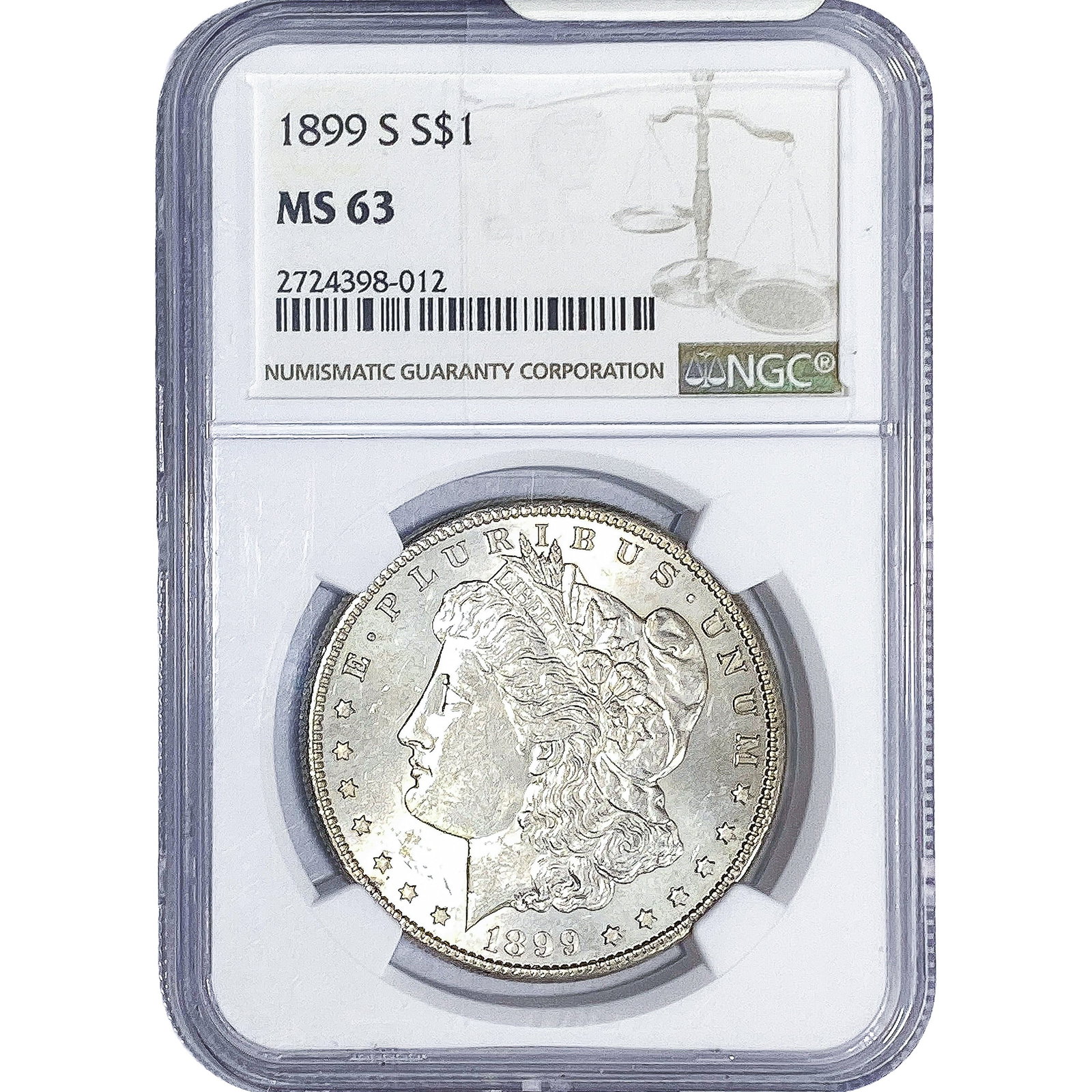 1899-S Morgan Silver Dollar NGC MS63: 1899-S Morgan Silver Dollar NGC MS63