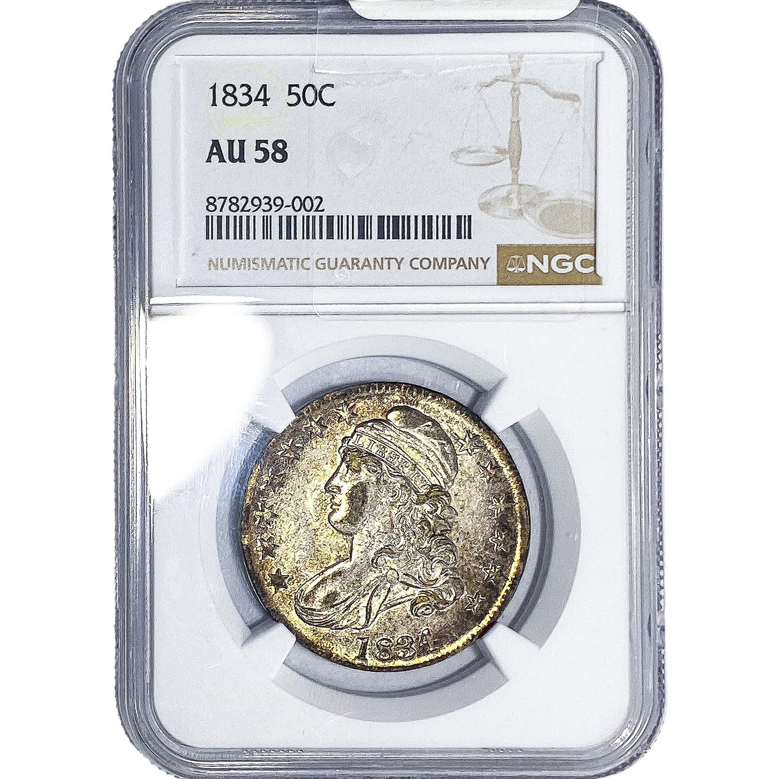 1834 Capped Bust Half Dollar NGC AU58: 1834 Capped Bust Half Dollar NGC AU58