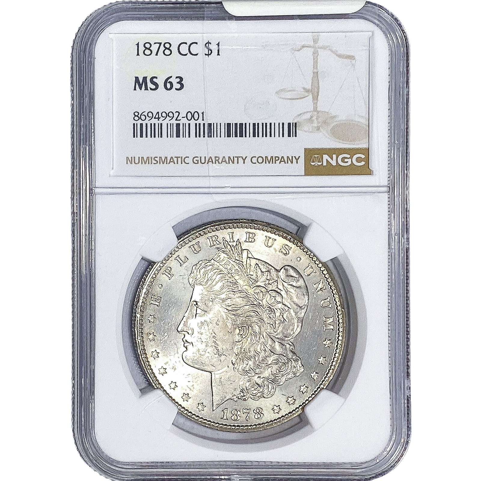 1878-CC Morgan Silver Dollar NGC MS63: 1878-CC Morgan Silver Dollar NGC MS63