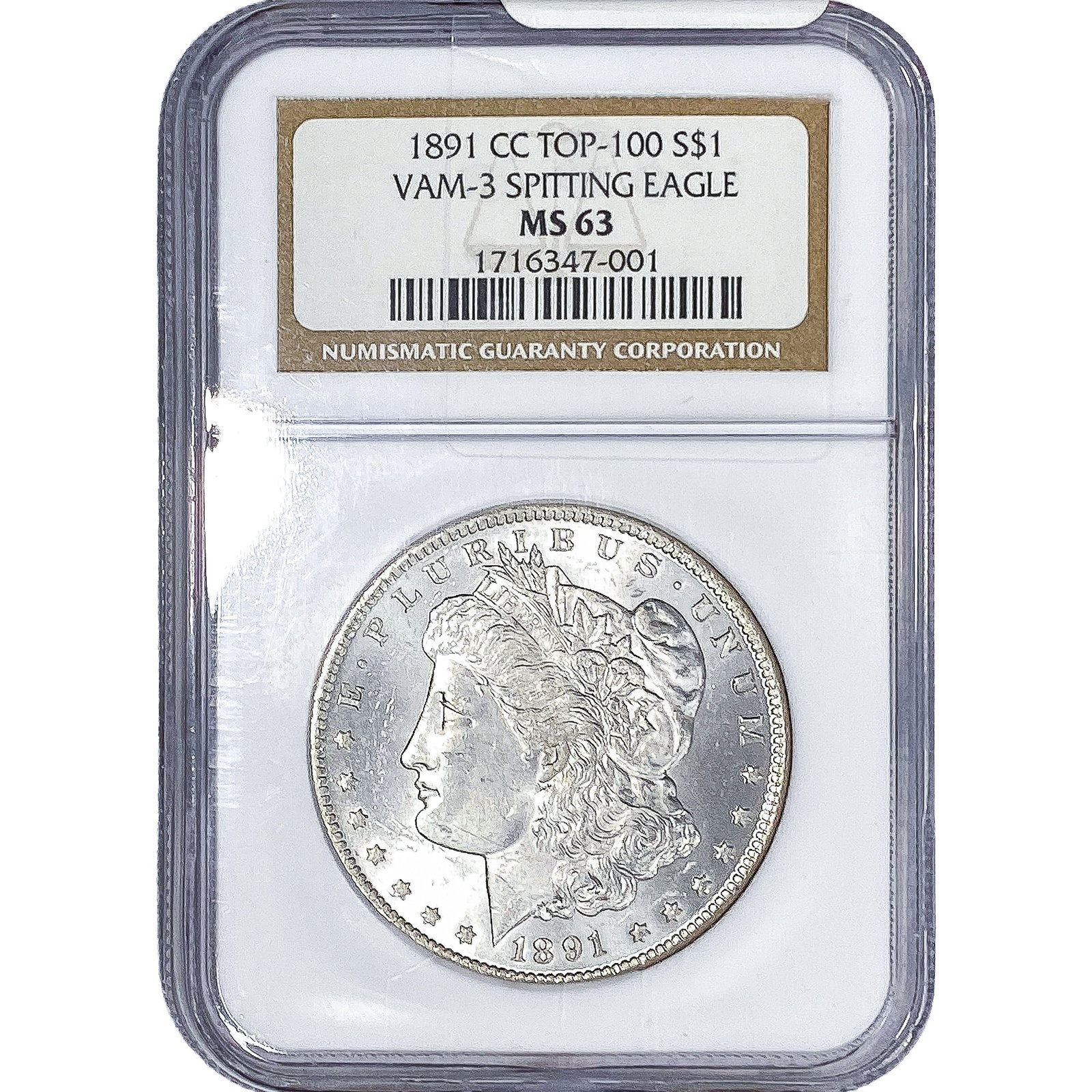 1891-CC Morgan Silver Dollar NGC MS63 Spitting Eagle VAM-3 (1 of 4)