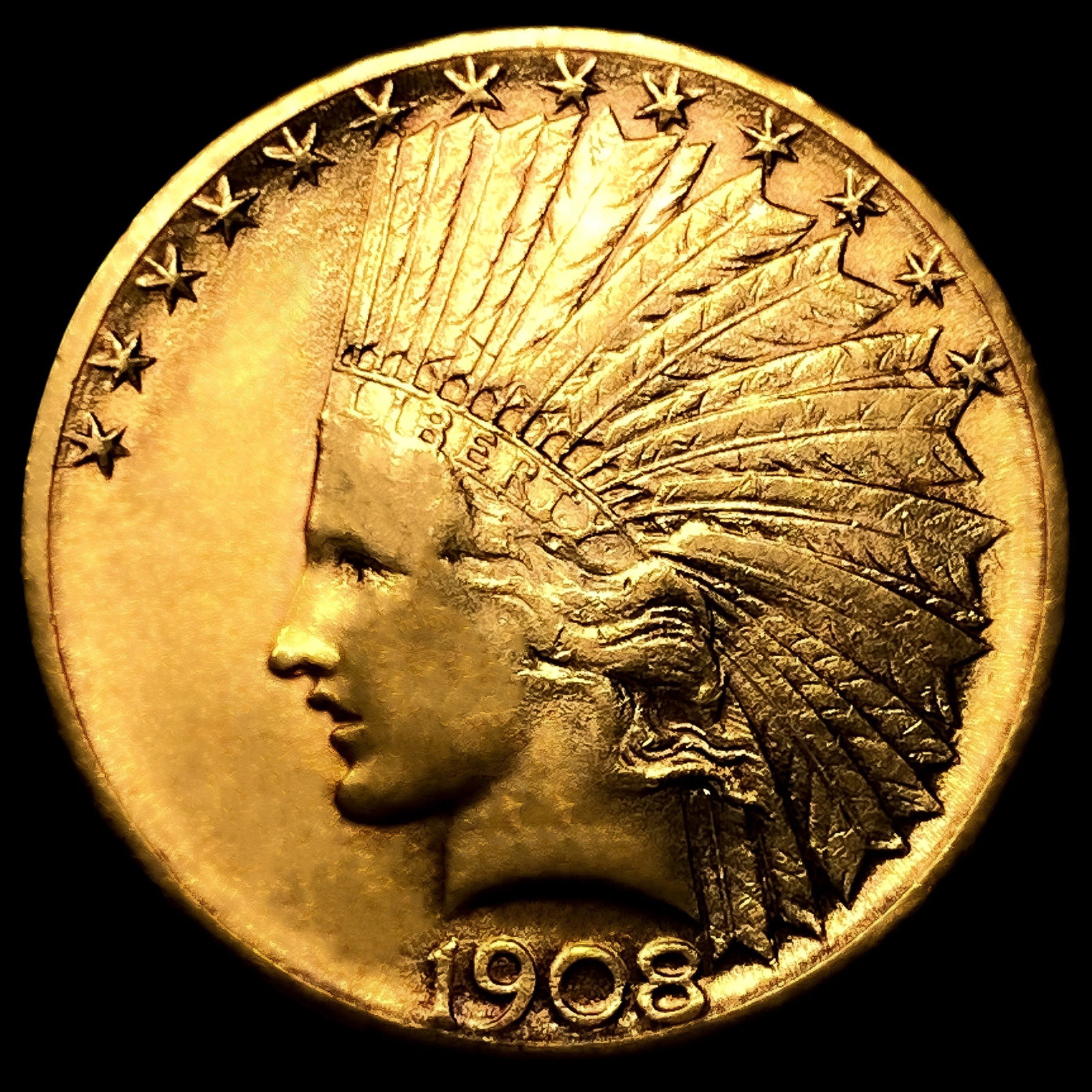 1908-S Motto $10 Gold Eagle CHOICE BU+ (1 of 2)