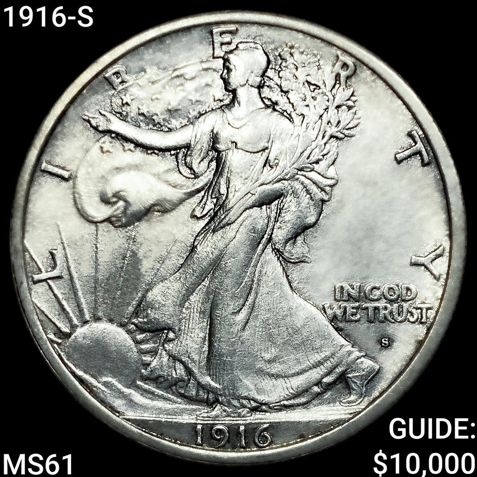1916-S Walking Liberty Half Dollar UNCIRCULATED (1 of 2)