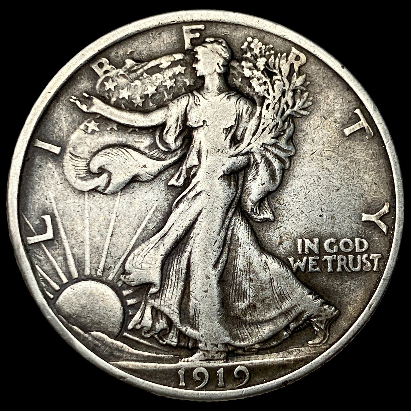 1919 Silver Walking Liberty Half Dollar NEARLY UNCIRCULATED: 1919 Silver Walking Liberty Half Dollar NEARLY UNCIRCULATED