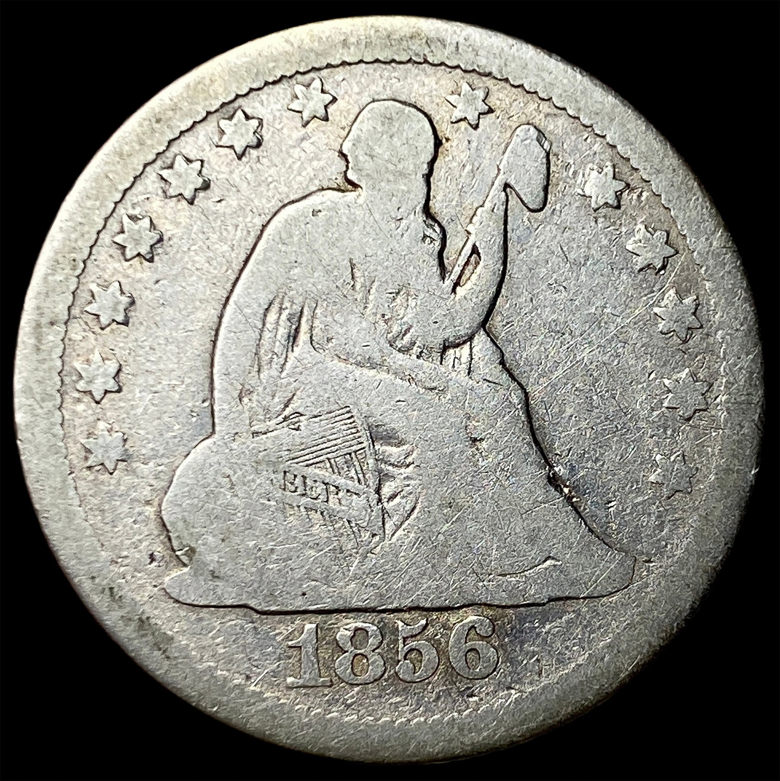 1856-O Silver Seated Liberty Quarter NICELY CIRCULATED: 1856-O Silver Seated Liberty Quarter NICELY CIRCULATED