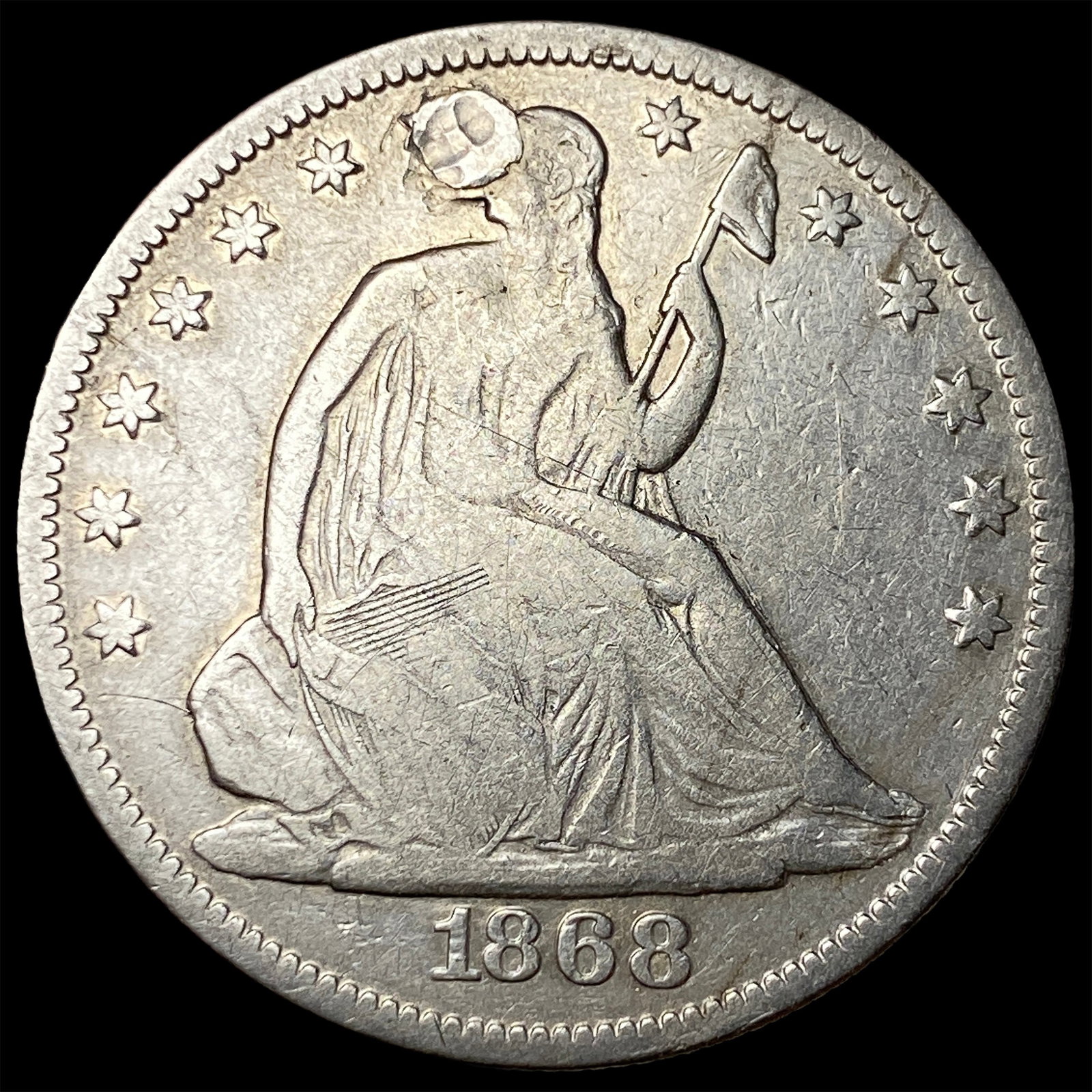 1868 Silver Seated Liberty Half Dollar HIGH GRADE: 1868 Silver Seated Liberty Half Dollar HIGH GRADE