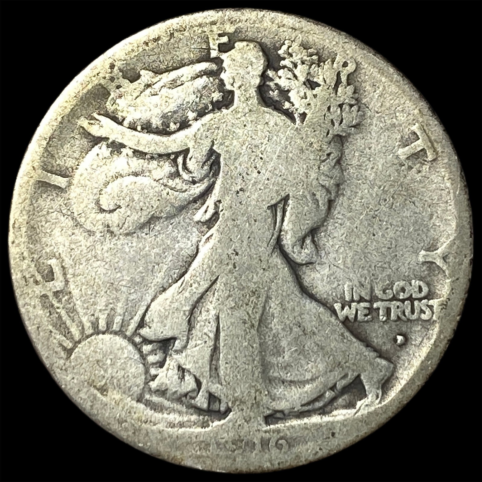 1916-D Walking Liberty Half Dollar NICELY CIRCULATED: 1916-D Walking Liberty Half Dollar NICELY CIRCULATED