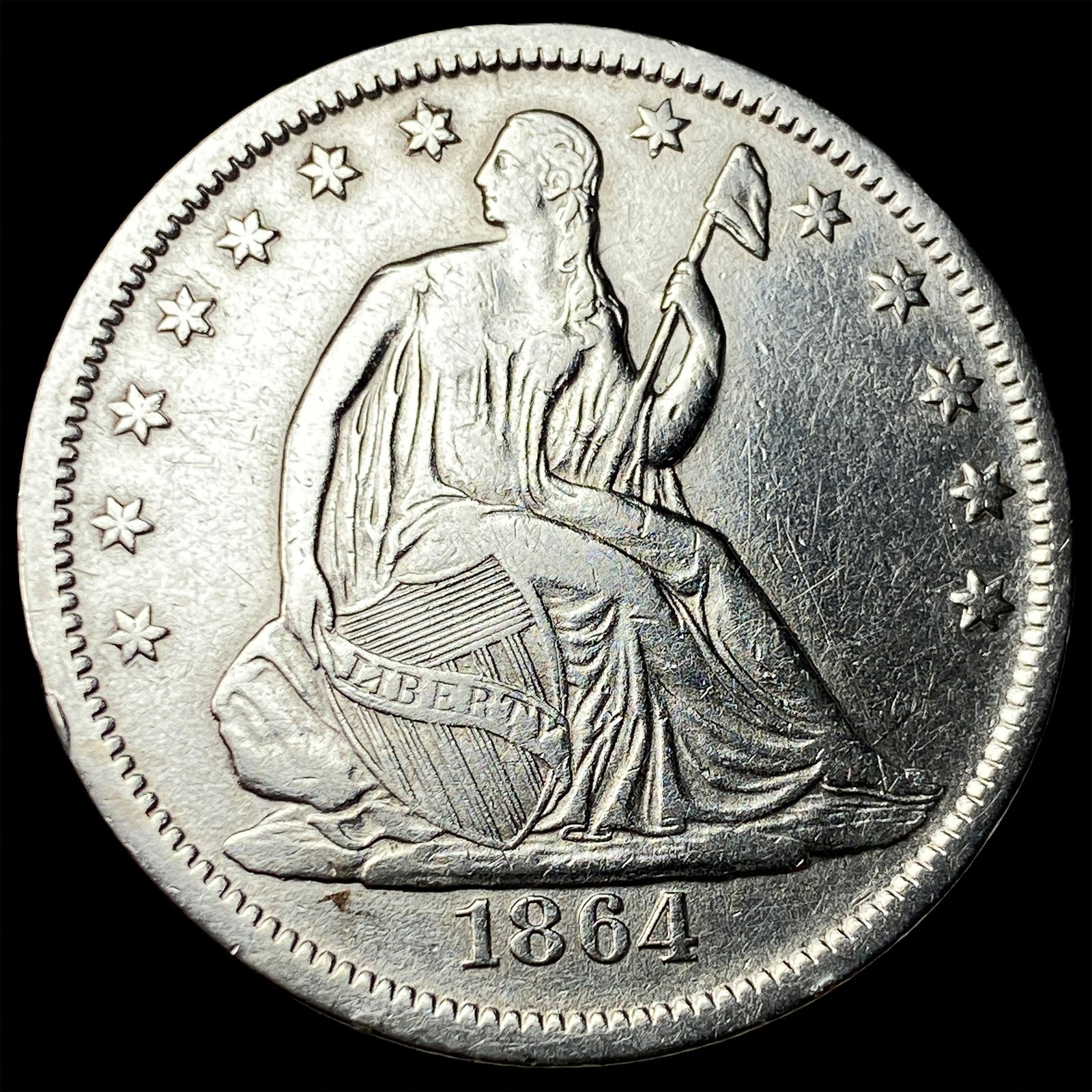 1864-S Silver Seated Liberty Half Dollar CHOICE AU: 1864-S Silver Seated Liberty Half Dollar CHOICE AU