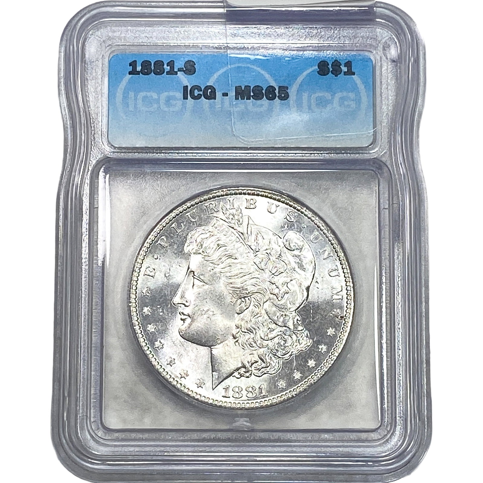 1881-S Morgan Silver Dollar ICG MS65: 1881-S Morgan Silver Dollar ICG MS65