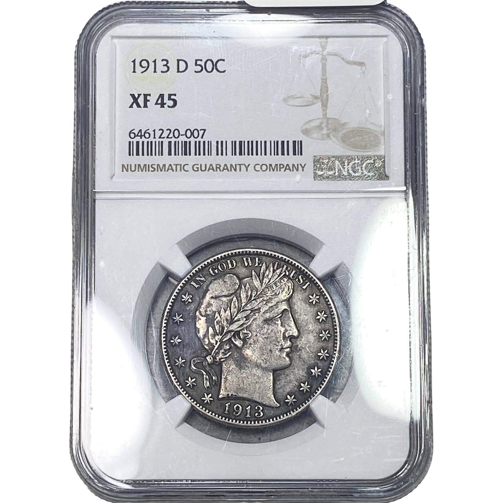 1913 Barber Half Dollar NGC XF45: 1913 Barber Half Dollar NGC XF45