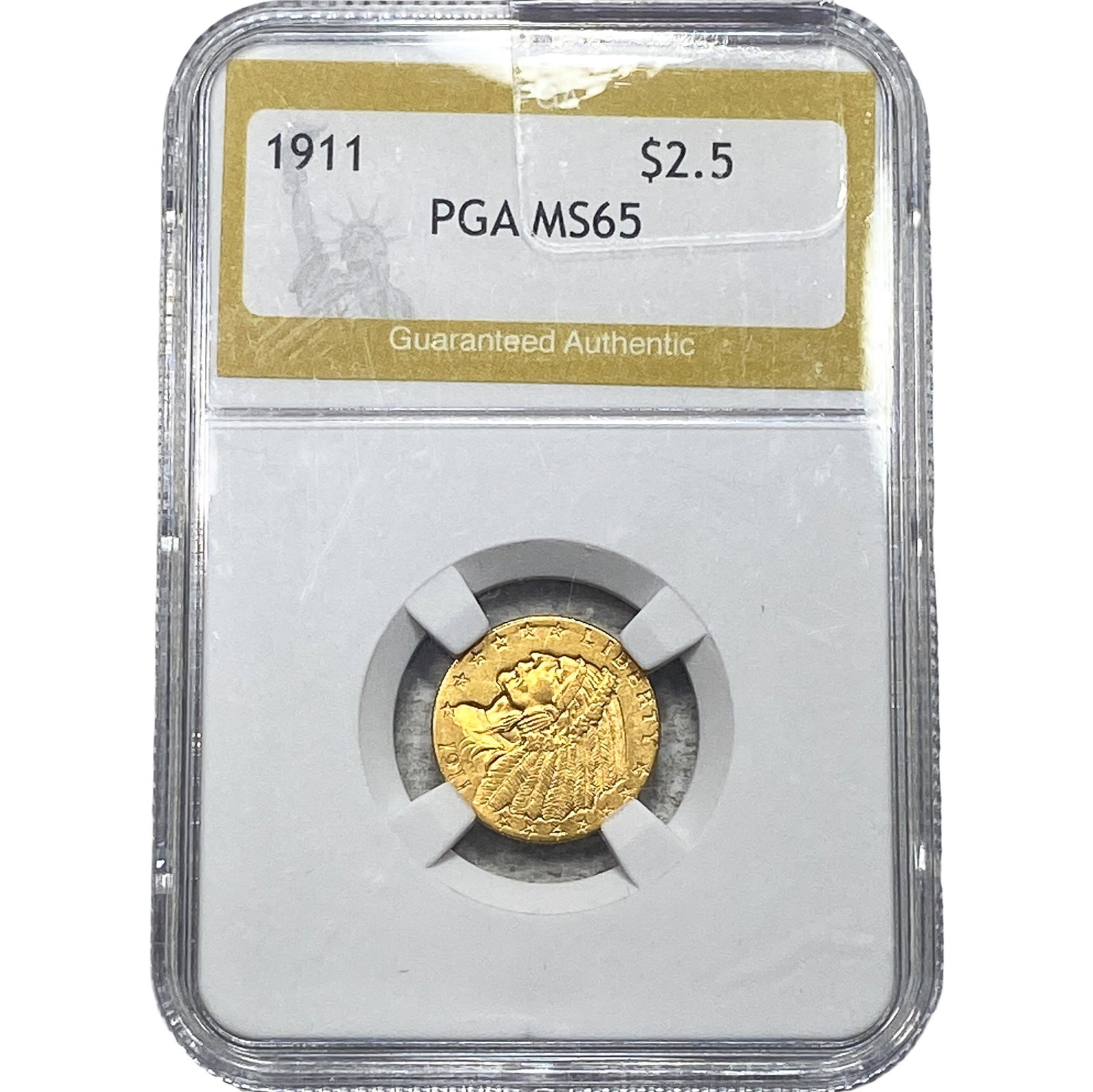 1911 $2.50 Gold Quarter Eagle PGA MS65: 1911 $2.50 Gold Quarter Eagle PGA MS65