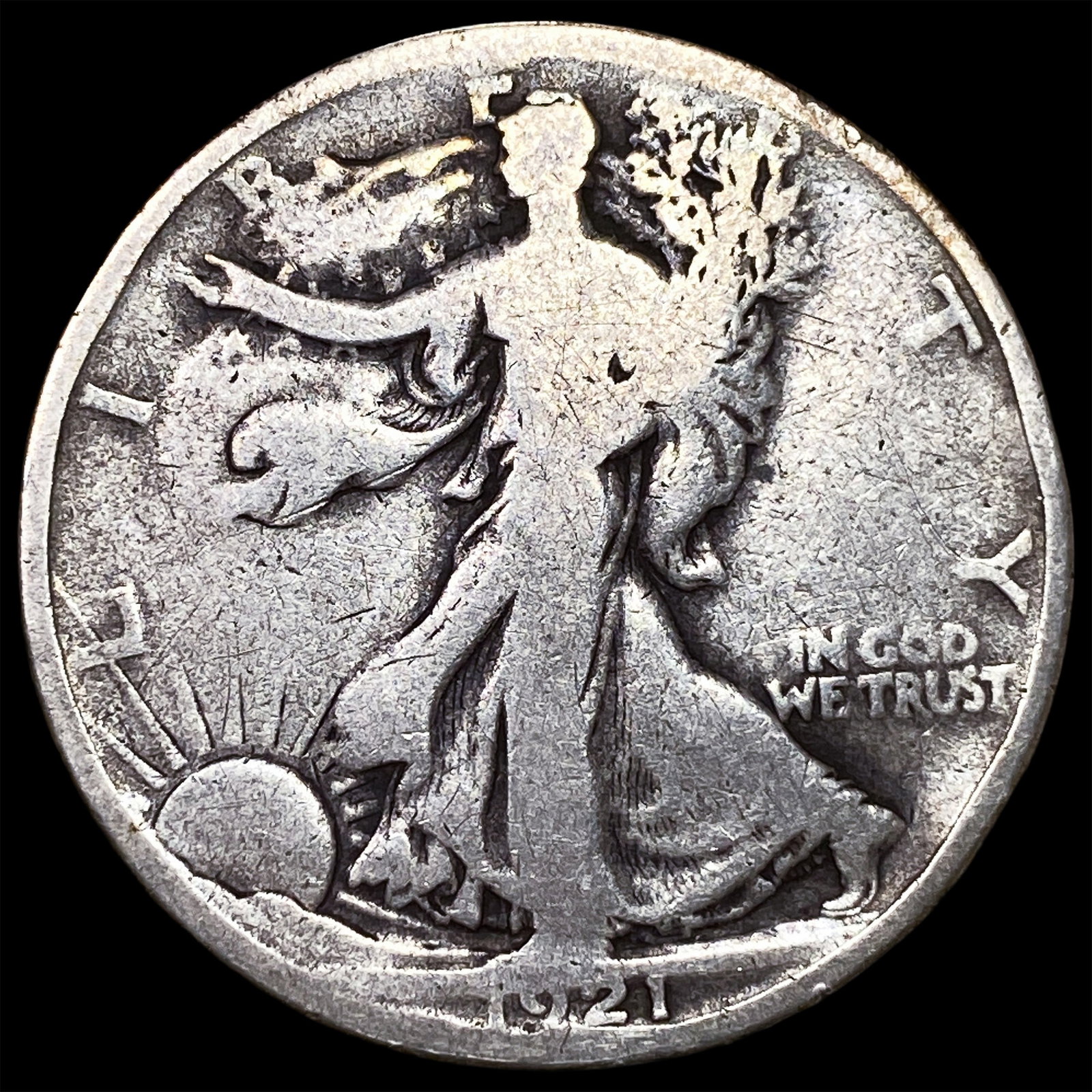 1921 Silver Walking Liberty Half Dollar NICELY CIRCULATED: 1921 Silver Walking Liberty Half Dollar NICELY CIRCULATED
