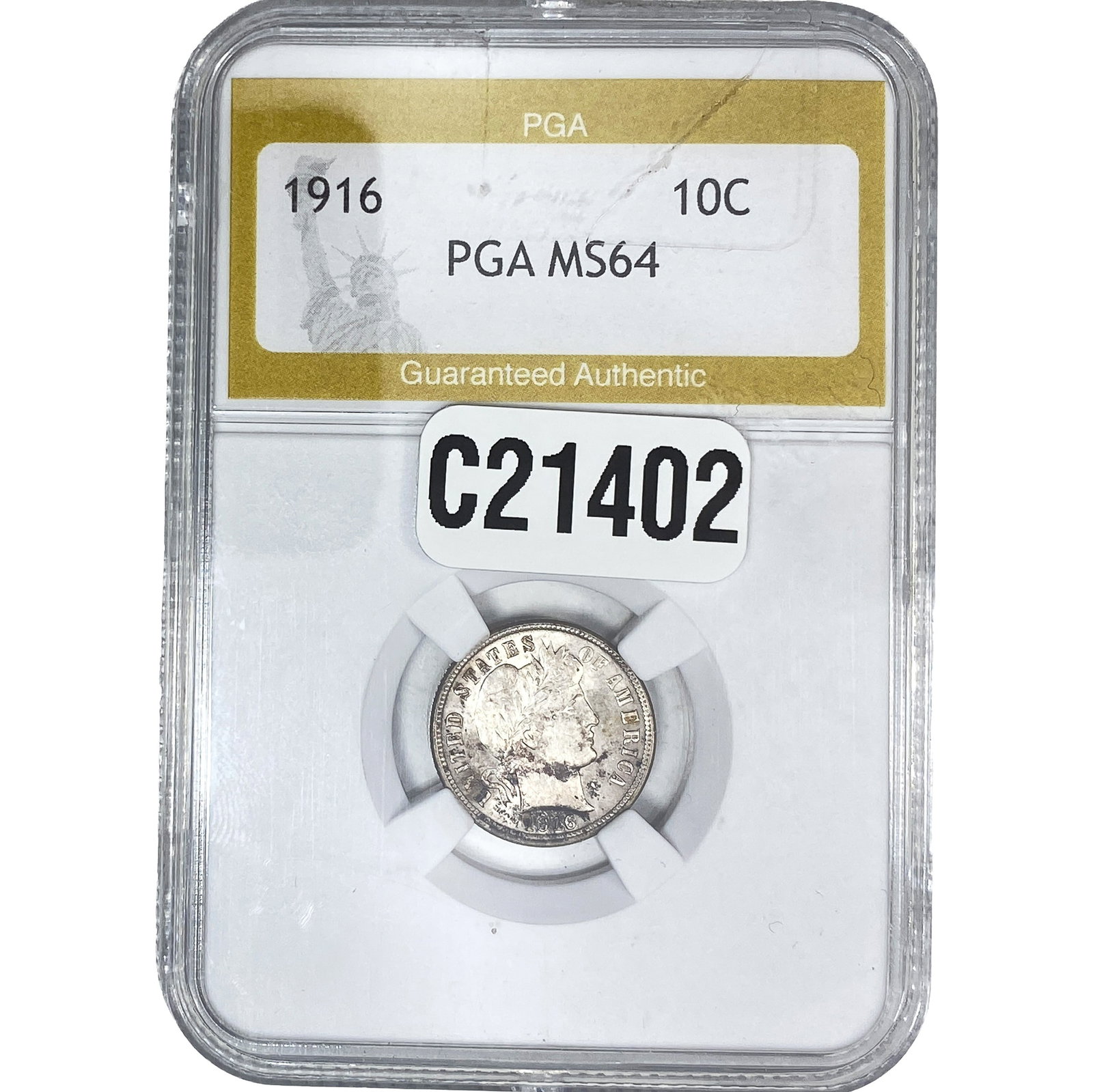1916 Barber Dime PGA MS64: 1916 Barber Dime PGA MS64