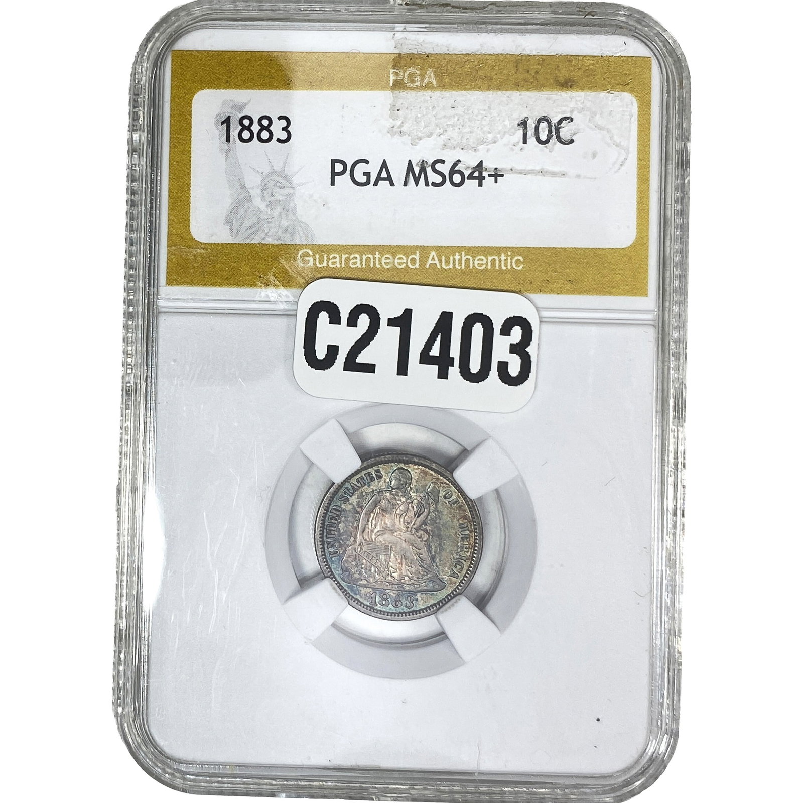 1883 Seated Liberty Dime PGA MS64+: 1883 Seated Liberty Dime PGA MS64+