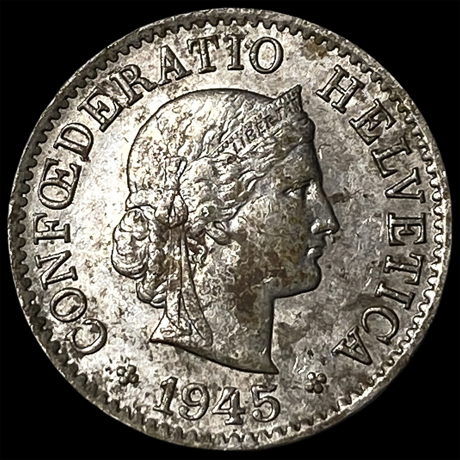 1945 Switzerland Copper Nickel 5 Rappen: 1945 Switzerland Copper Nickel 5 Rappen