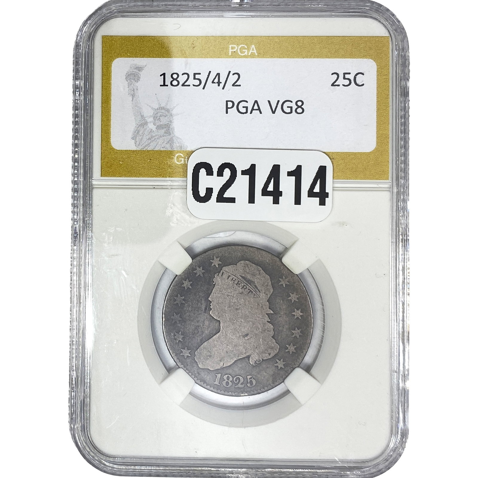 1825/4/2 Capped Bust Quarter PGA VG8: 1825/4/2 Capped Bust Quarter PGA VG8