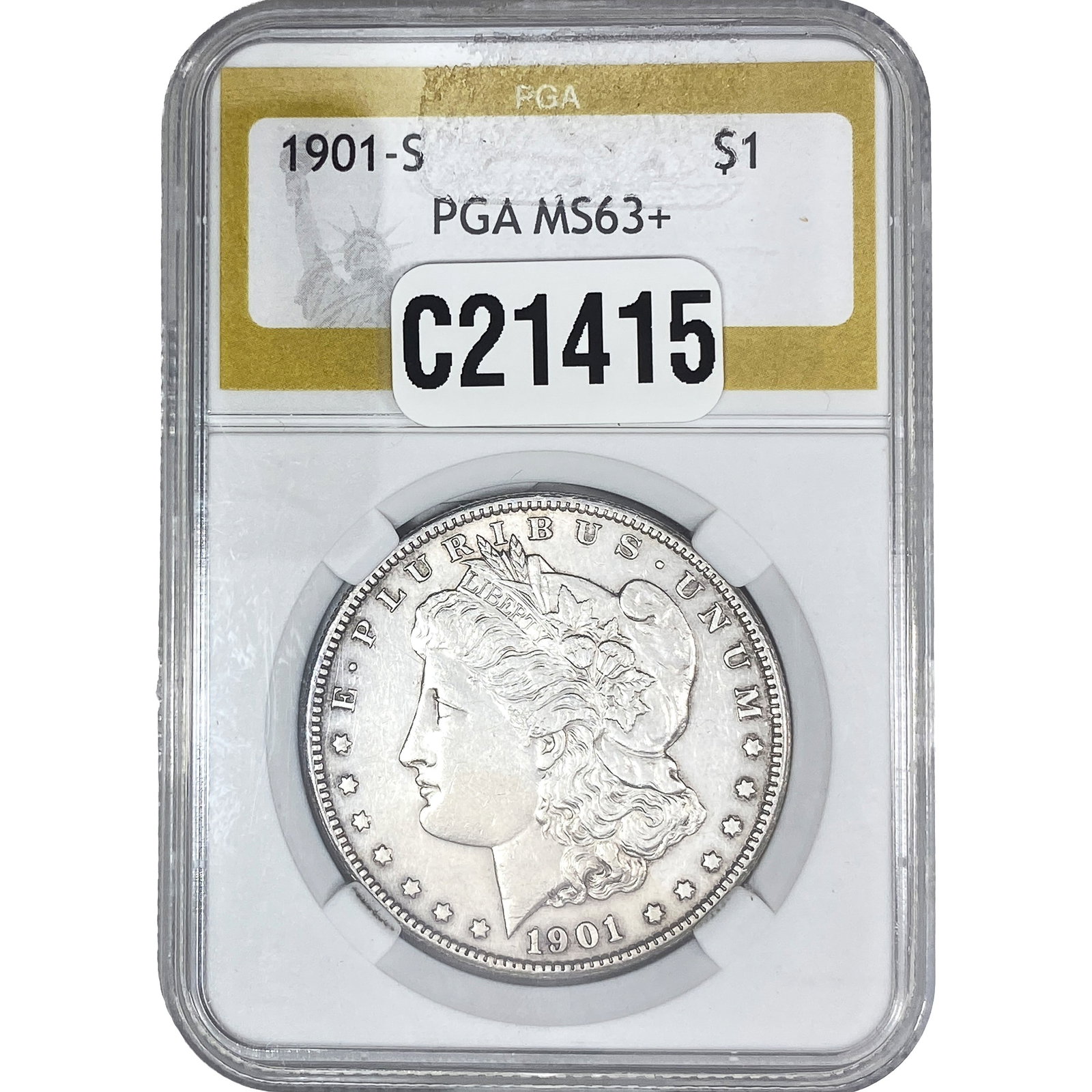 1901-S Morgan Silver Dollar PGA MS63+: 1901-S Morgan Silver Dollar PGA MS63+
