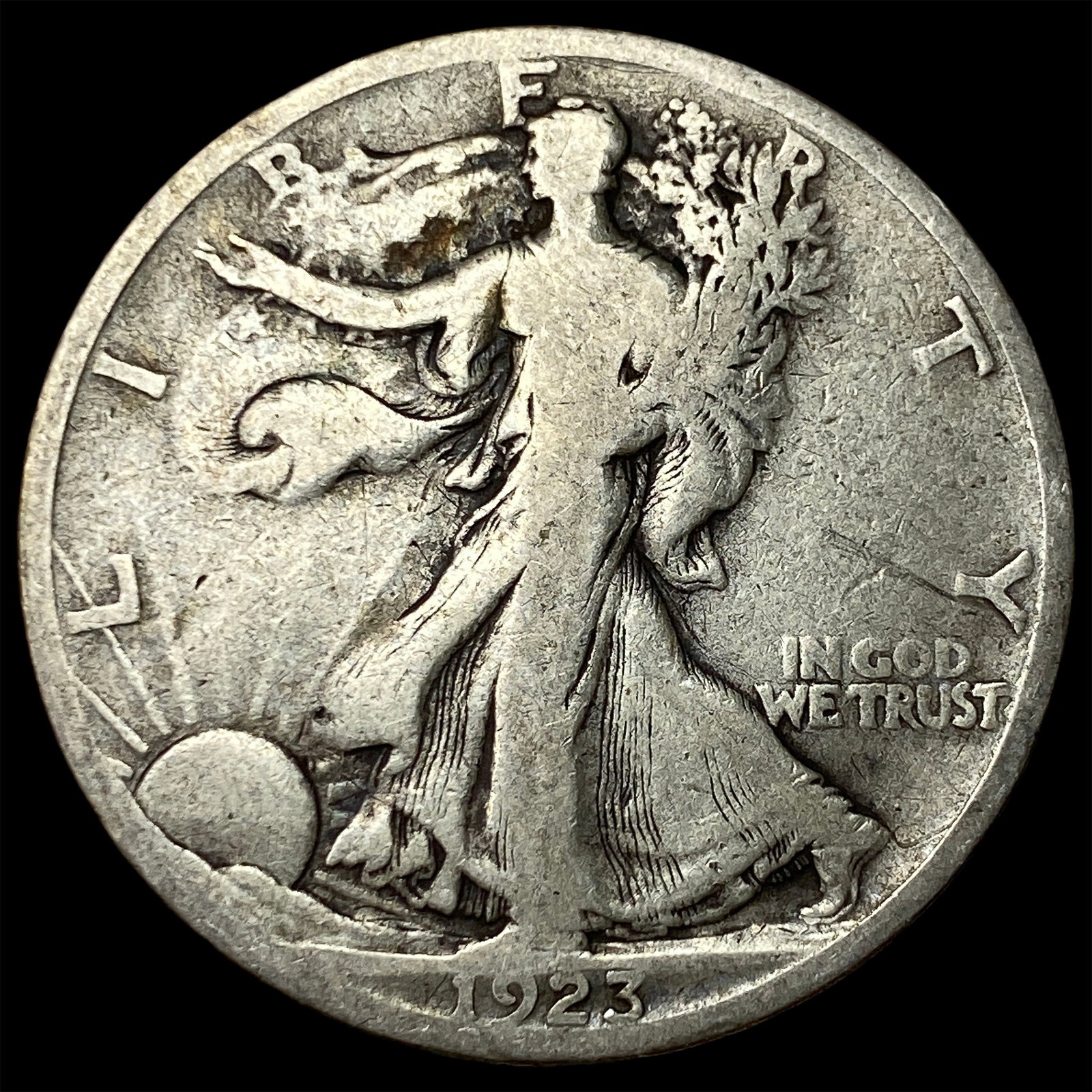 1923-S Silver Walking Liberty Half Dollar LIGHTLY CIRCULATED: 1923-S Silver Walking Liberty Half Dollar LIGHTLY CIRCULATED