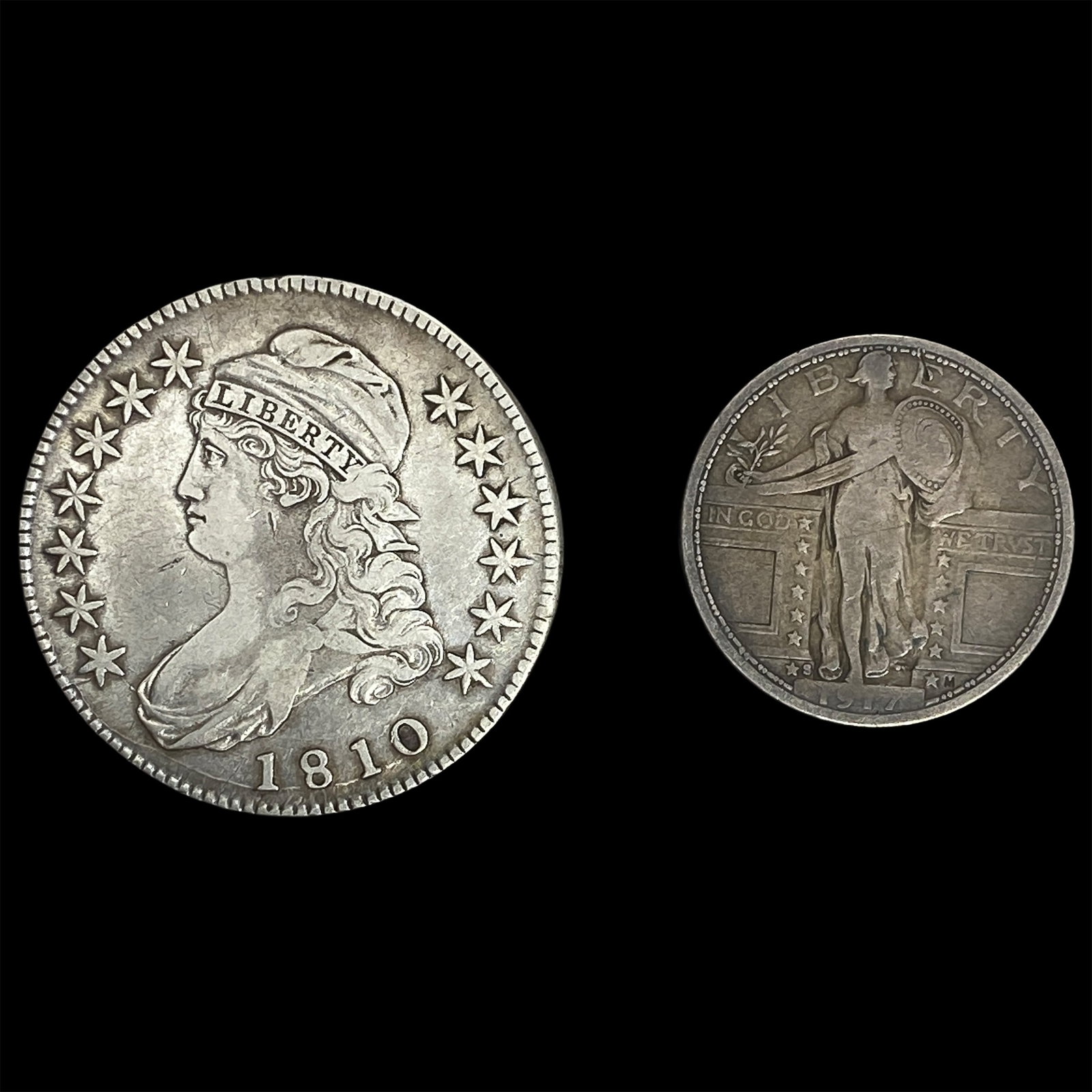 [2 Coins] 1810-1917 Standing Lib. 25C & Cap. Bust 50C (1 of 2)