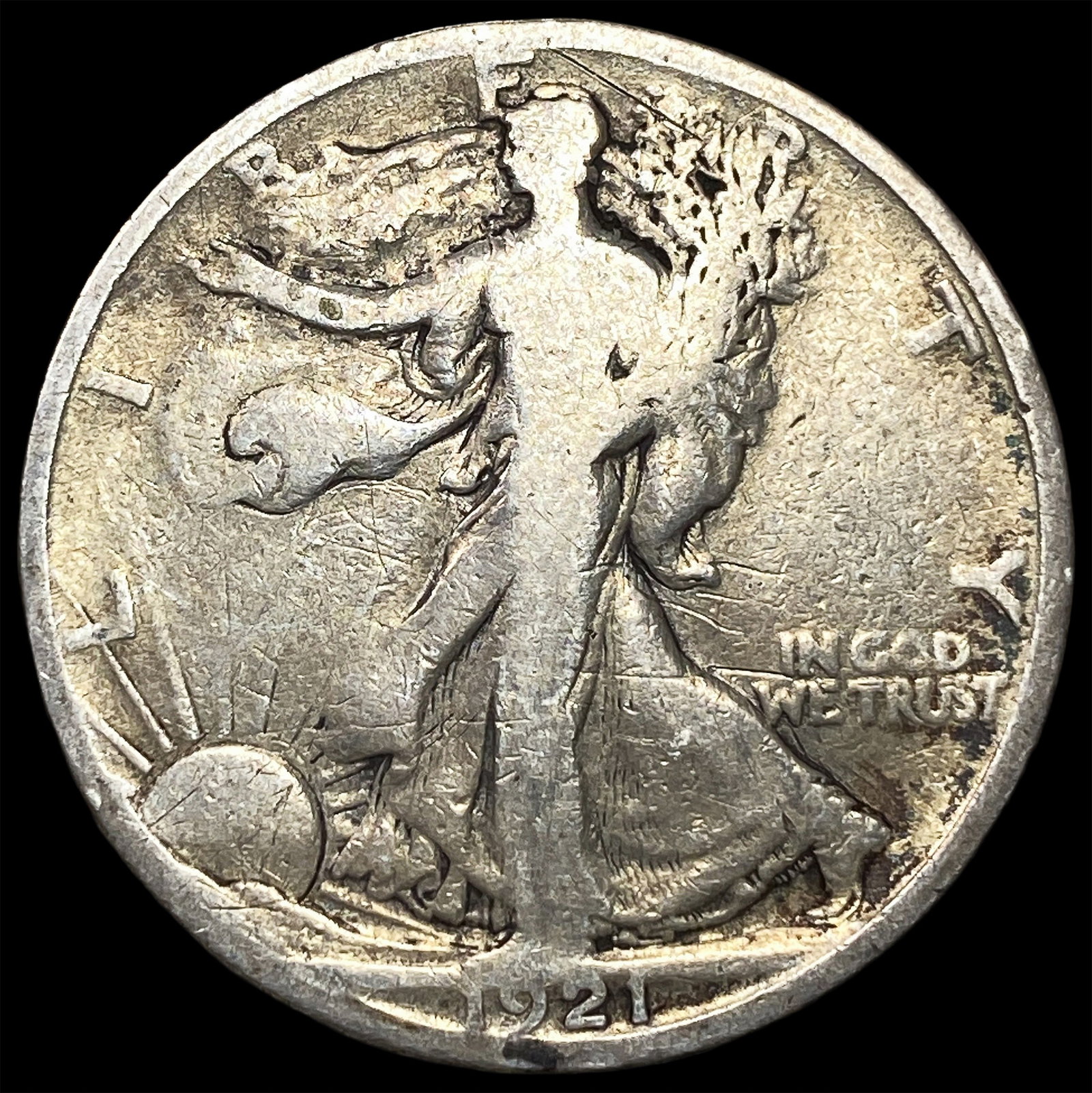 1921-S Silver Walking Liberty Half Dollar LIGHTLY CIRCULATED: 1921-S Silver Walking Liberty Half Dollar LIGHTLY CIRCULATED