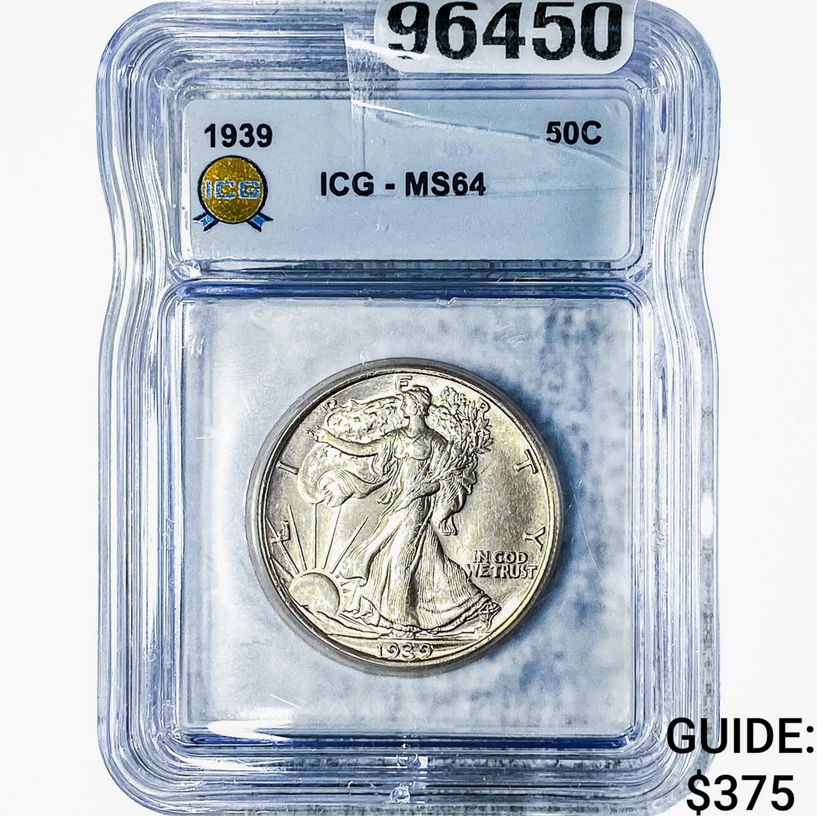 1939 Walking Liberty Half Dollar ICG MS64: 1939 Walking Liberty Half Dollar ICG MS64