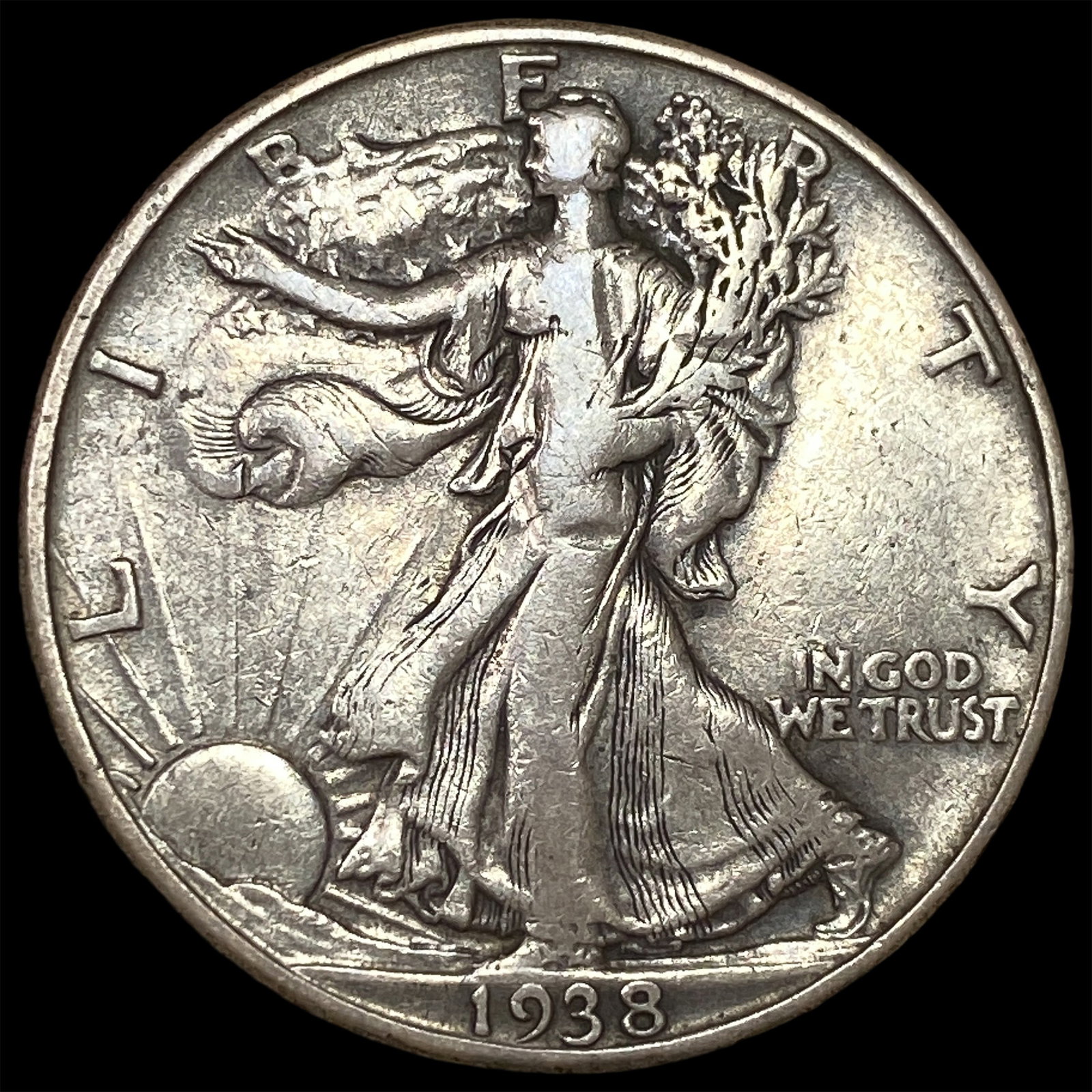 1938-D Silver Walking Liberty Half Dollar LIGHTLY CIRCULATED: 1938-D Silver Walking Liberty Half Dollar LIGHTLY CIRCULATED