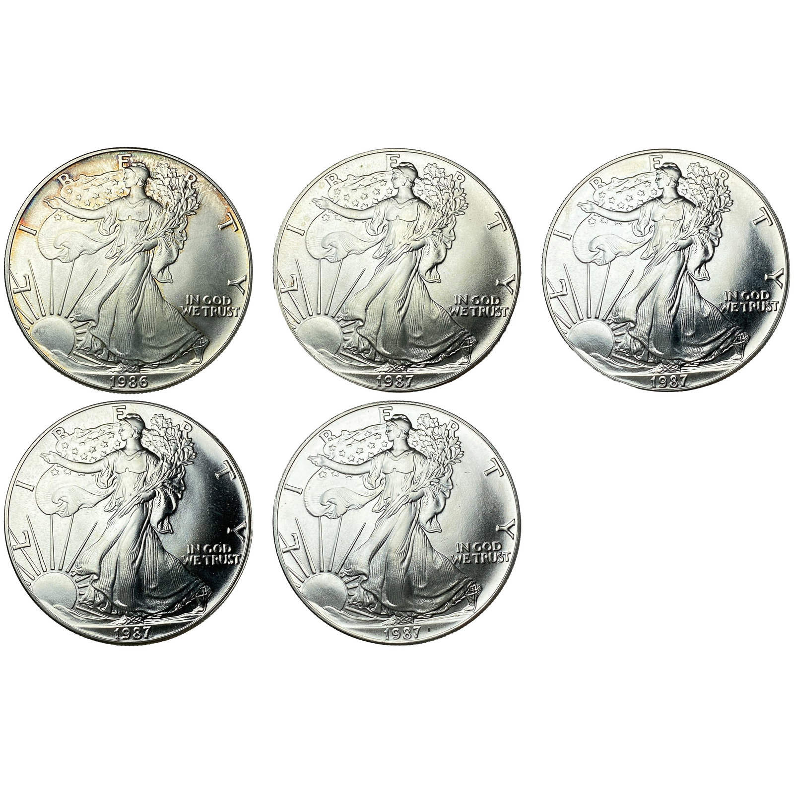 [5 Coins] 1986-1987 Silver Eagle (1 of 2)