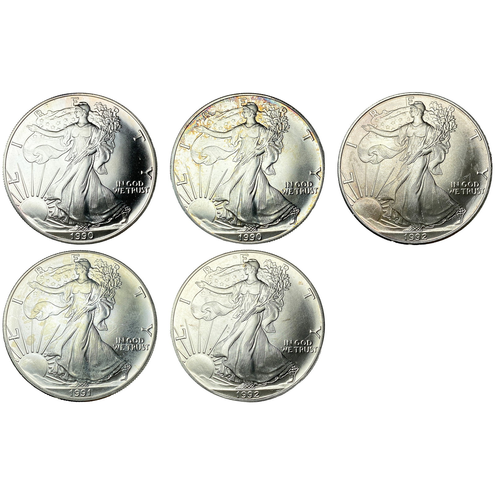 [5 Coins] 1990-1992 Silver Eagle (1 of 2)