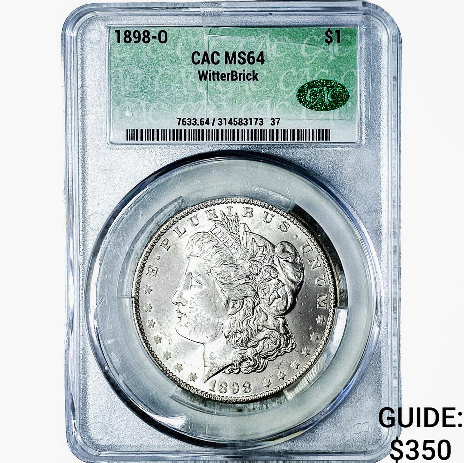 1898-O Morgan Silver Dollar CAC MS64 WitterBrick: 1898-O Morgan Silver Dollar CAC MS64 WitterBrick