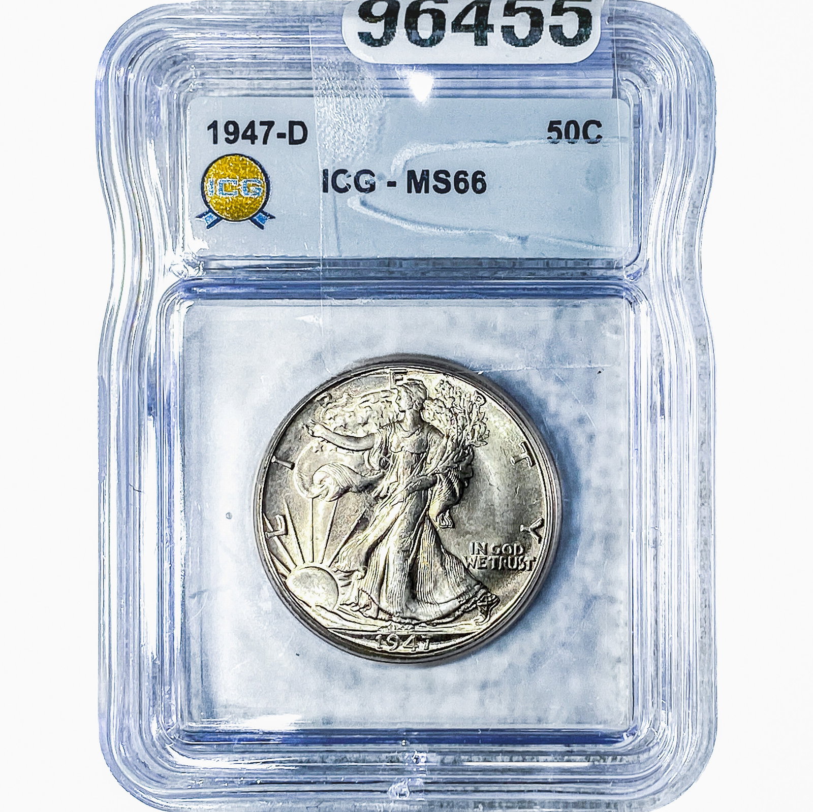 1947-D Walking Liberty Half Dollar ICG MS66: 1947-D Walking Liberty Half Dollar ICG MS66