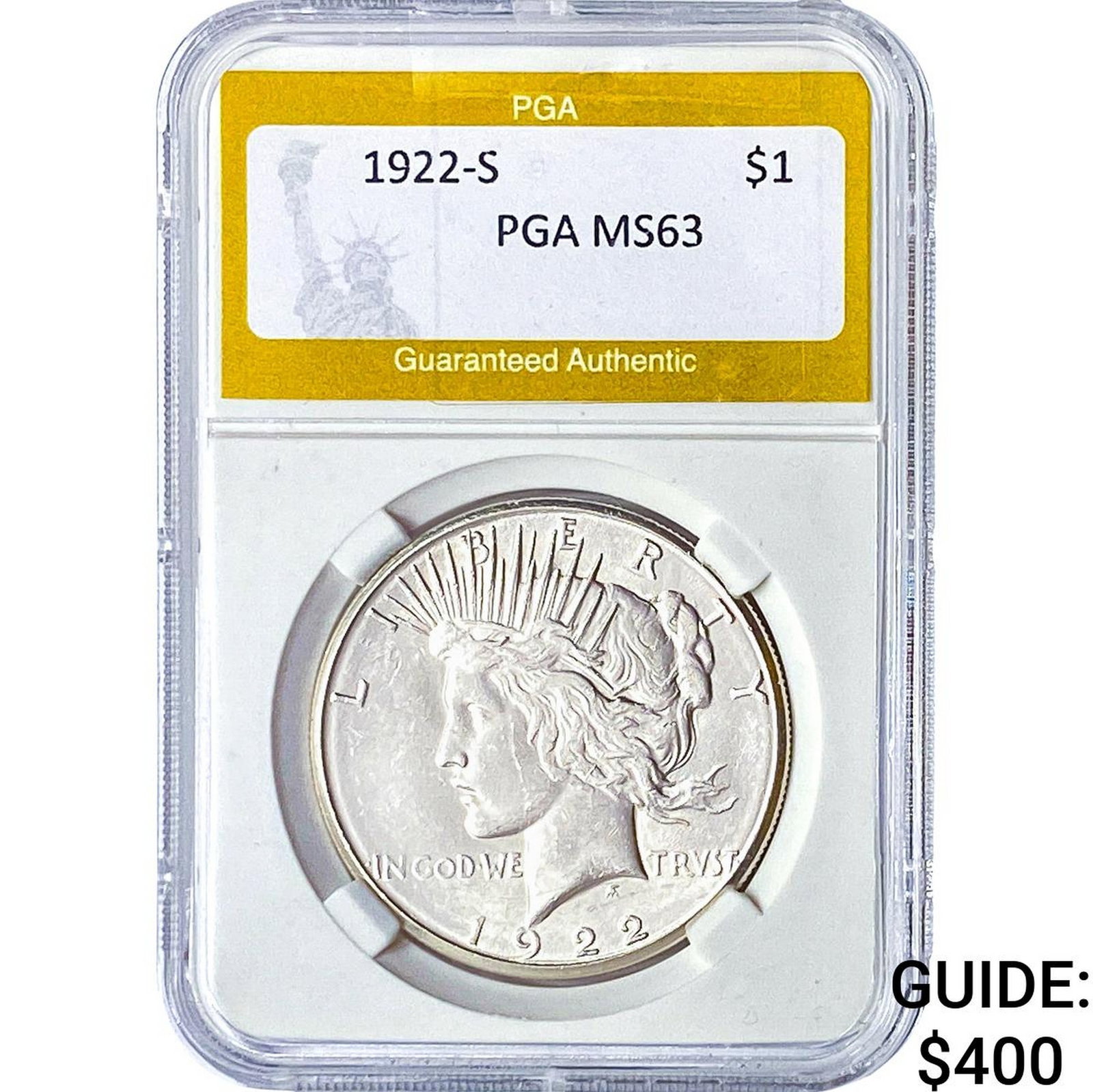 1922-S Silver Peace Dollar PGA MS63 (1 of 2)