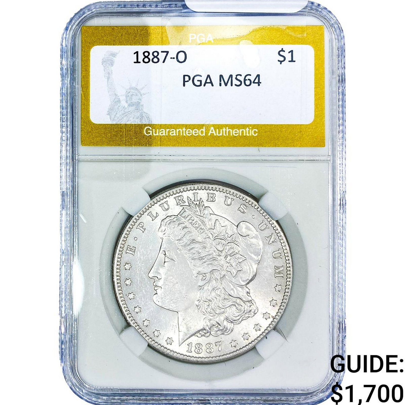1887-O Morgan Silver Dollar PGA MS64: 1887-O Morgan Silver Dollar PGA MS64