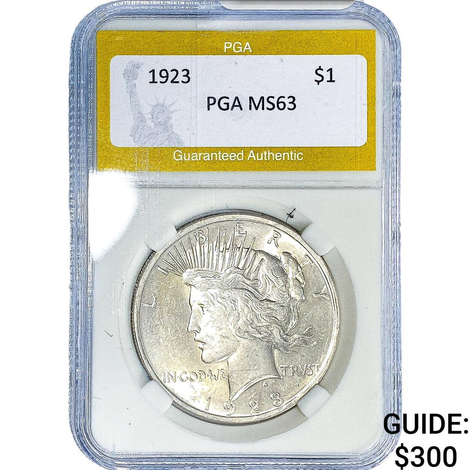 1923 Silver Peace Dollar PGA MS63: 1923 Silver Peace Dollar PGA MS63