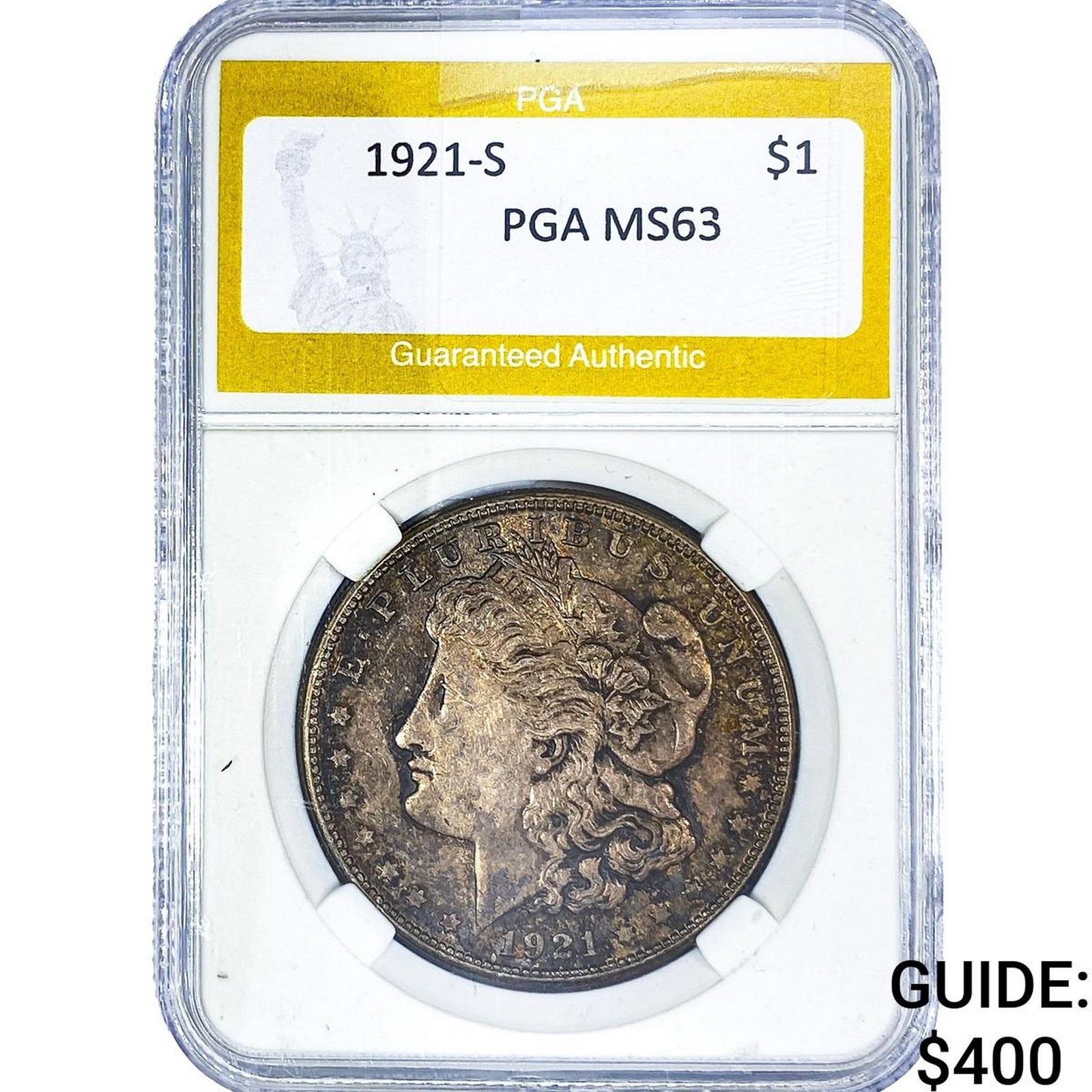 1921-S Morgan Silver Dollar PGA MS63: 1921-S Morgan Silver Dollar PGA MS63