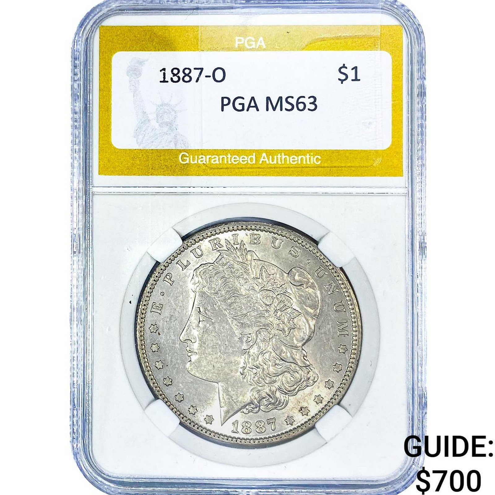 1887-O Morgan Silver Dollar PGA MS63: 1887-O Morgan Silver Dollar PGA MS63