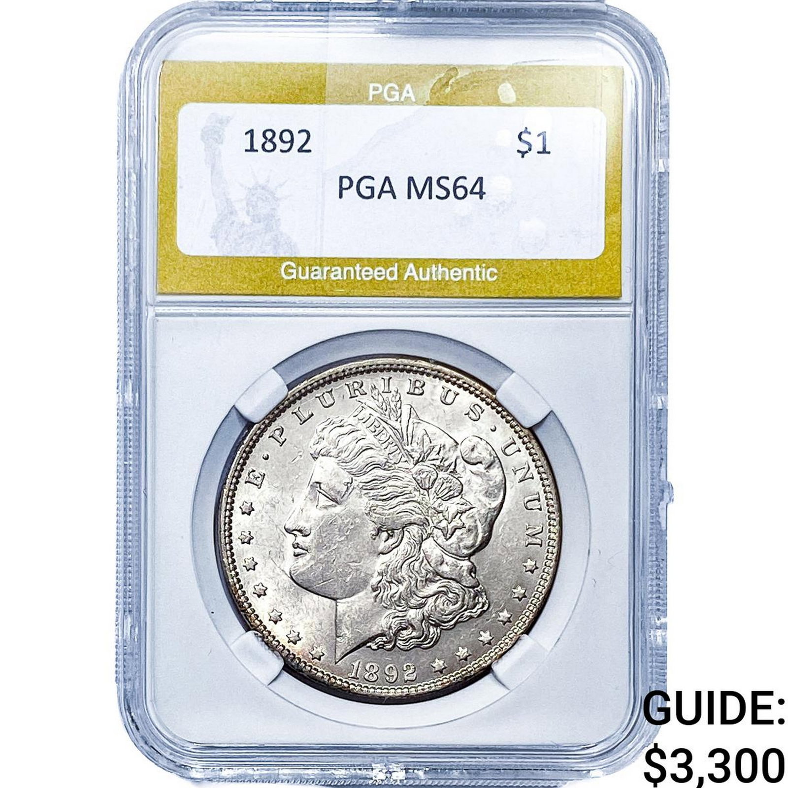 1892 Morgan Silver Dollar PGA MS64: 1892 Morgan Silver Dollar PGA MS64