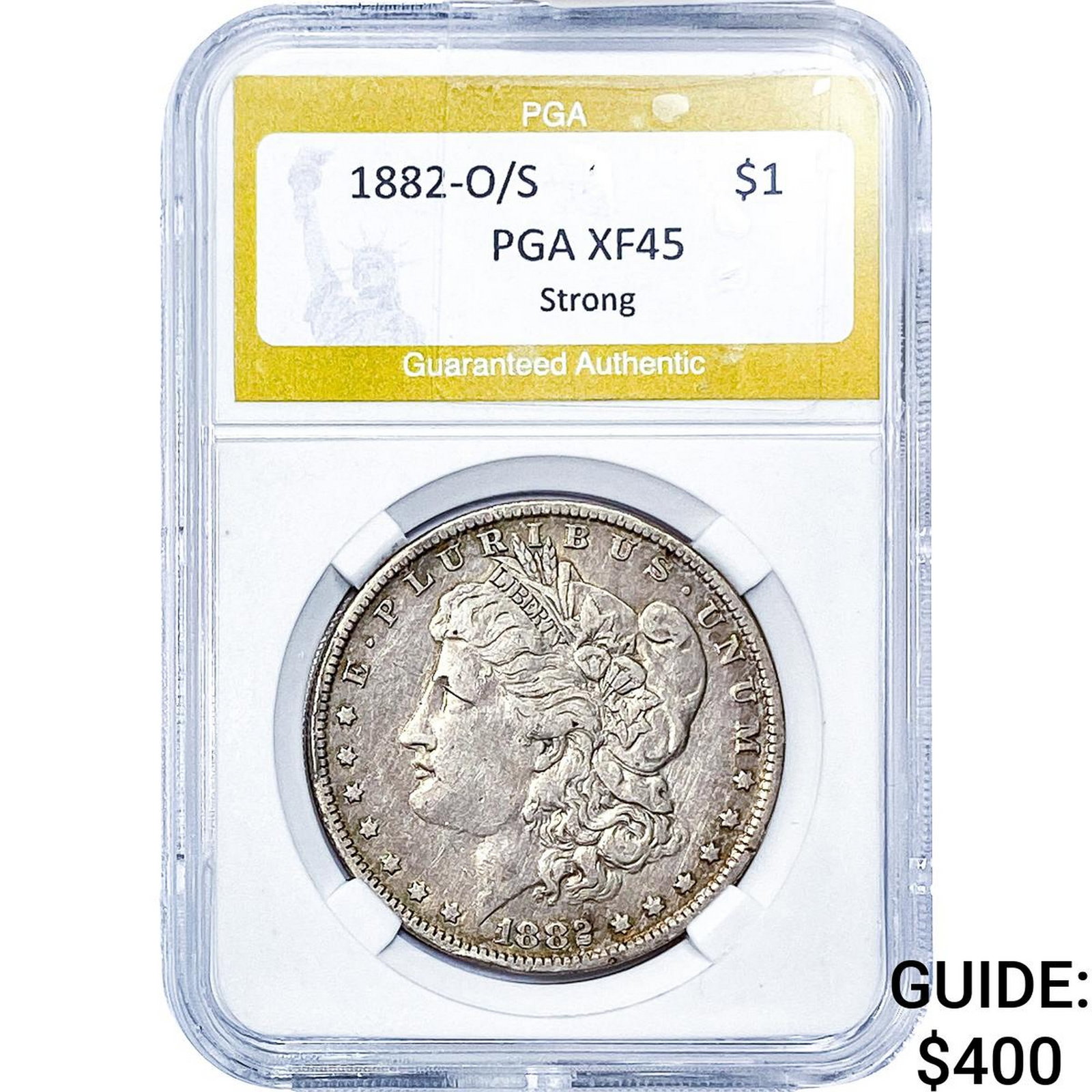 1882-O/S Morgan Silver Dollar PGA XF45: 1882-O/S Morgan Silver Dollar PGA XF45