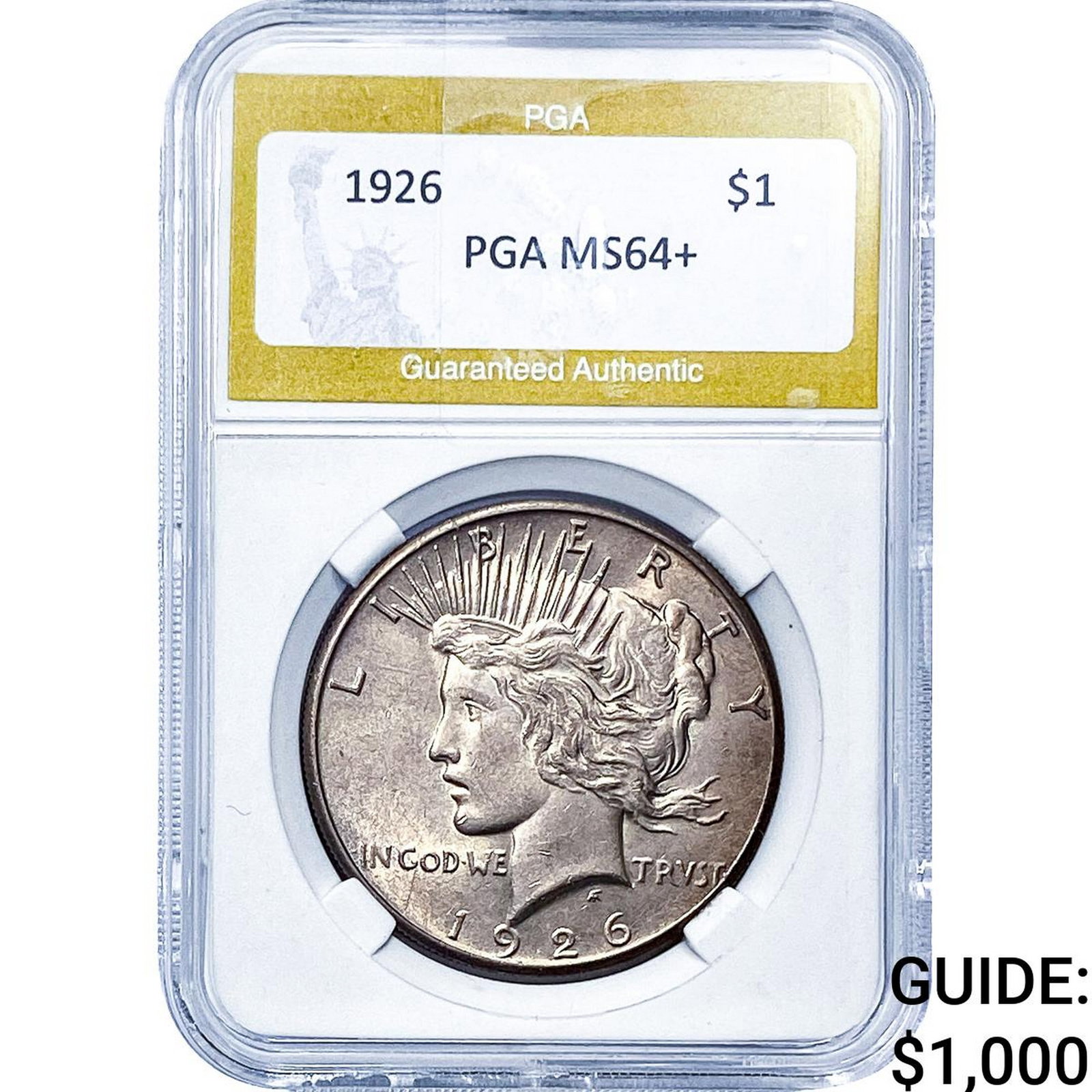 1926 Silver Peace Dollar PGA MS64+: 1926 Silver Peace Dollar PGA MS64+