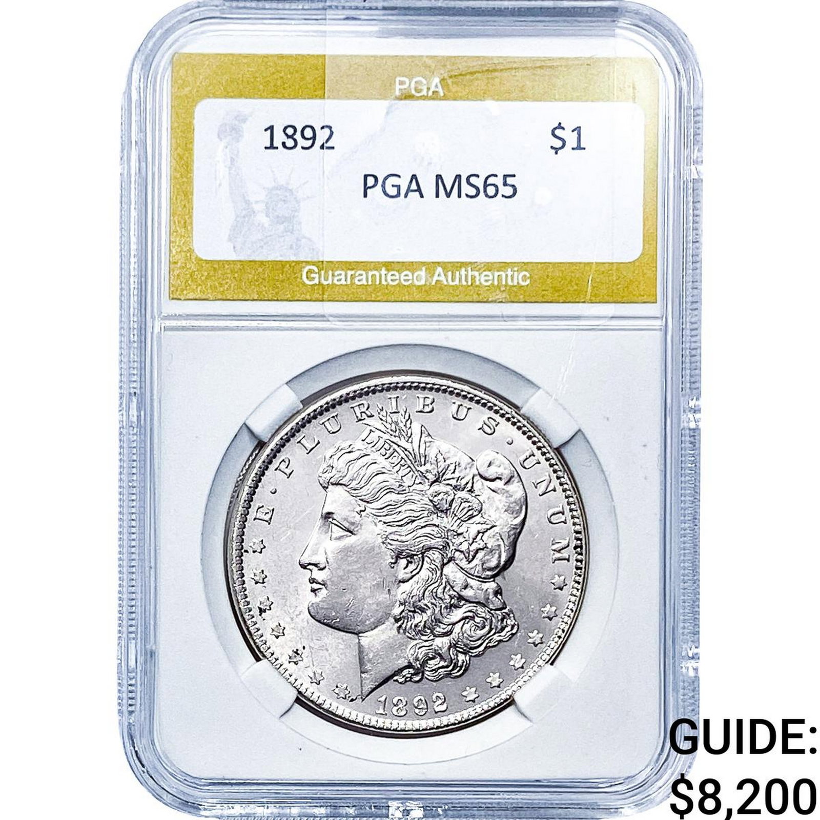 1892 Morgan Silver Dollar PGA MS65: 1892 Morgan Silver Dollar PGA MS65