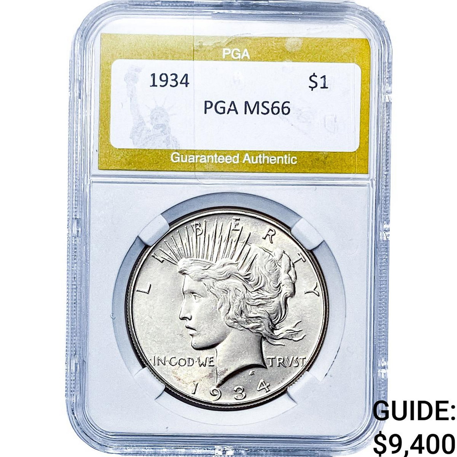 1934 Silver Peace Dollar PGA MS66: 1934 Silver Peace Dollar PGA MS66