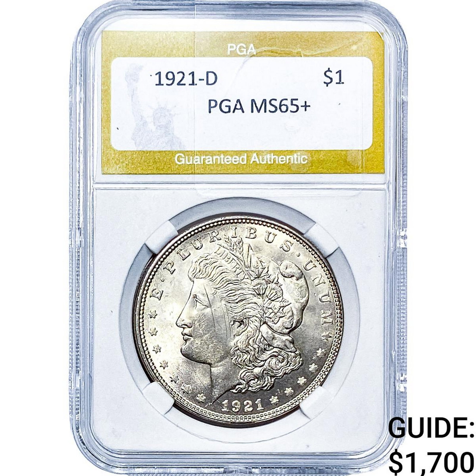 1921-D Morgan Silver Dollar PGA MS65+: 1921-D Morgan Silver Dollar PGA MS65+
