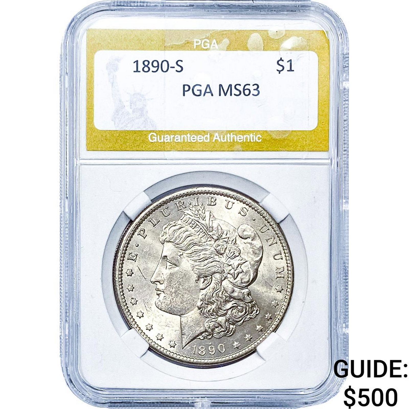 1890-S Morgan Silver Dollar PGA MS63: 1890-S Morgan Silver Dollar PGA MS63